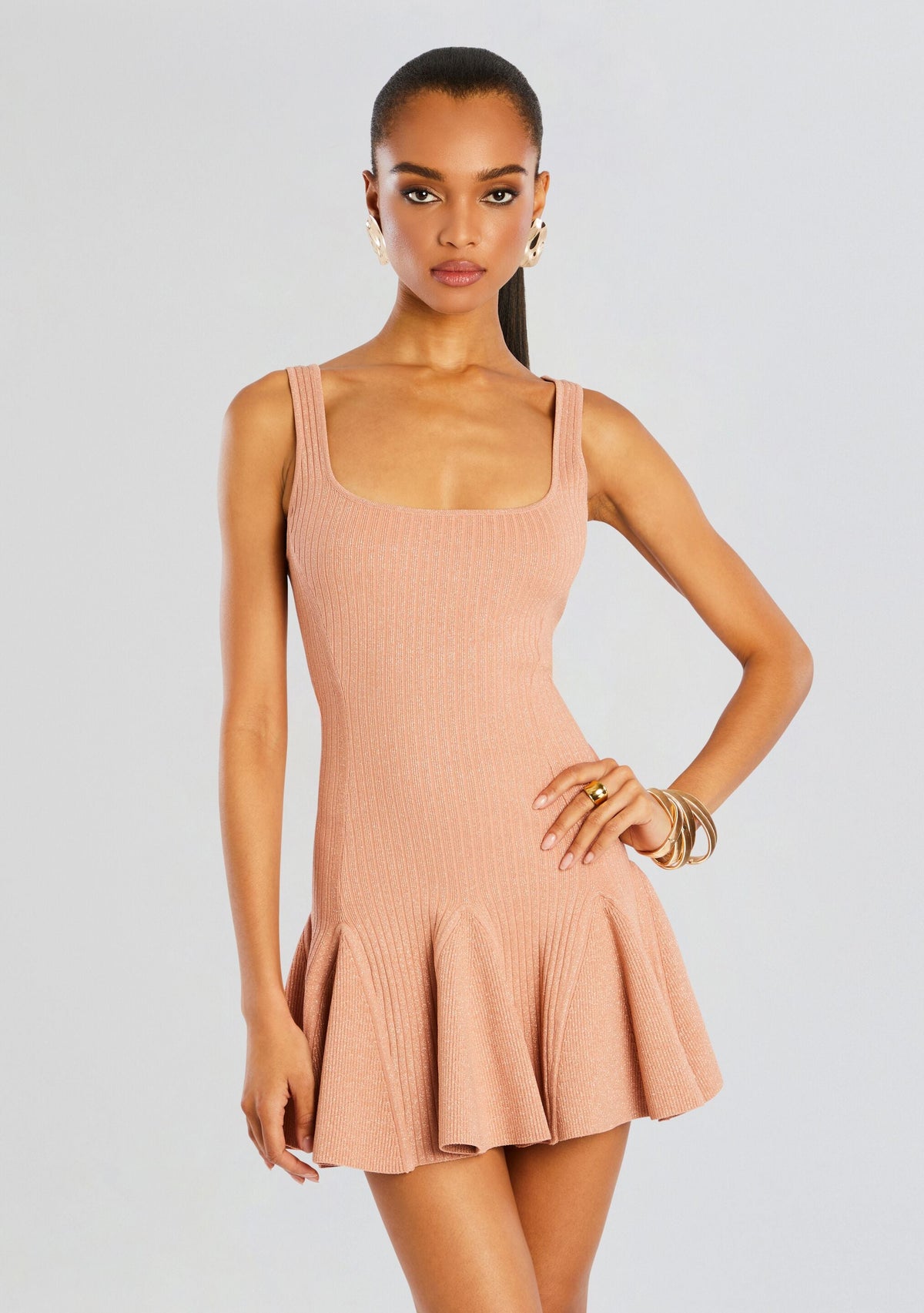Matson Metallic Knit Dress by retrofête in Metallic Rose, product image 5