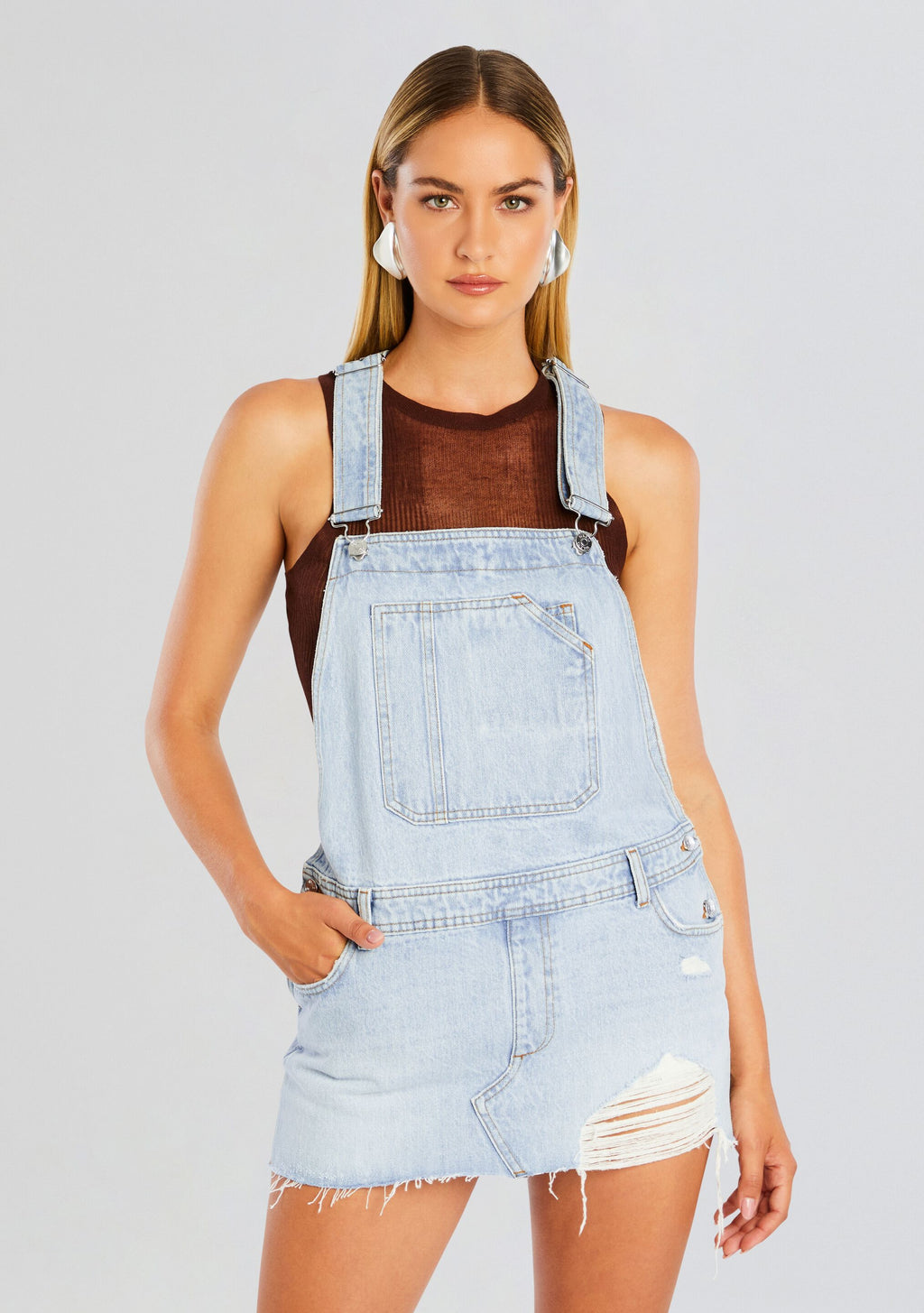Moe Overall Mini Dress by SEROYA in Cove, product image 4