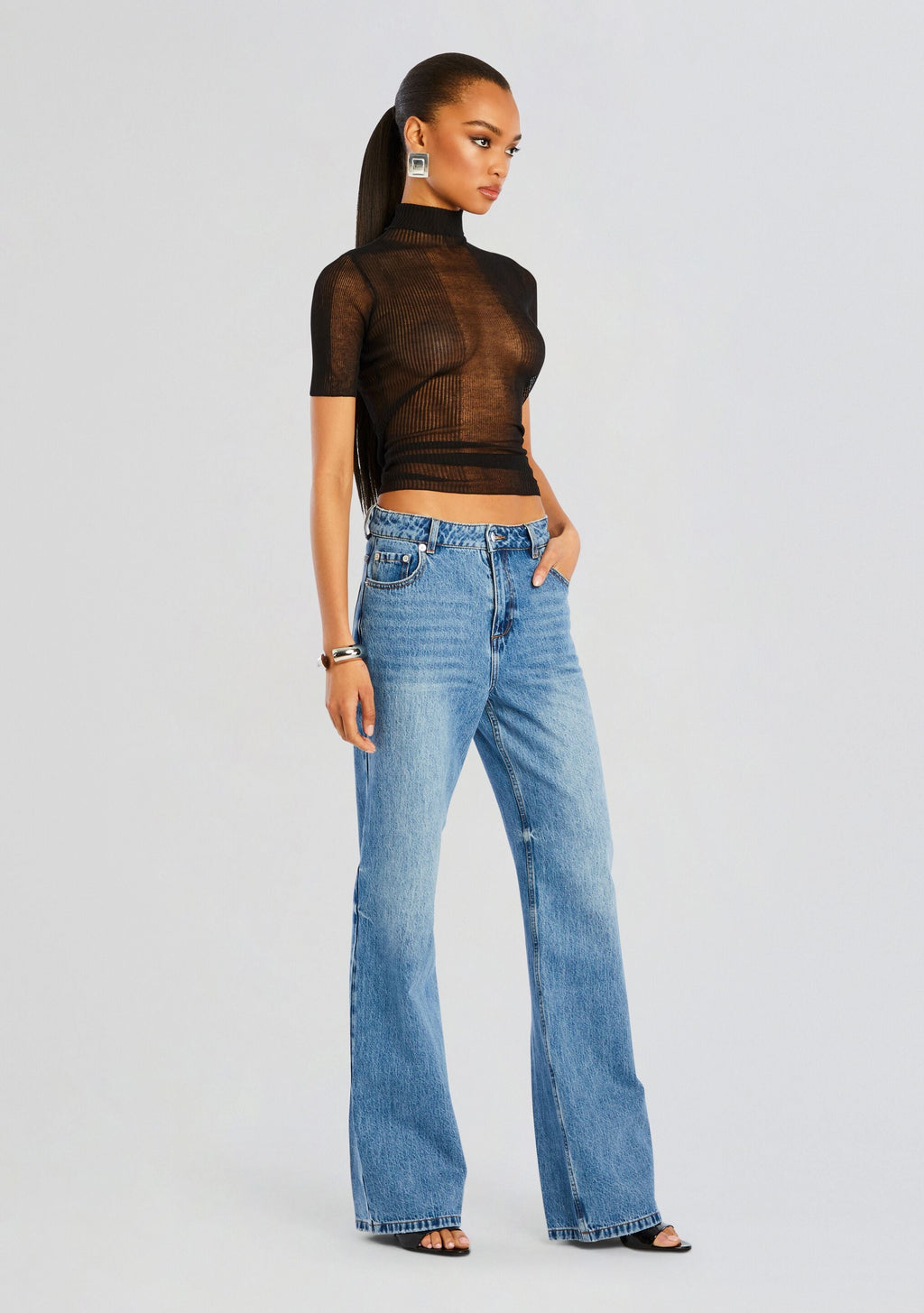 Paula Short Sleeve Sweater by SEROYA in Black, product image 3