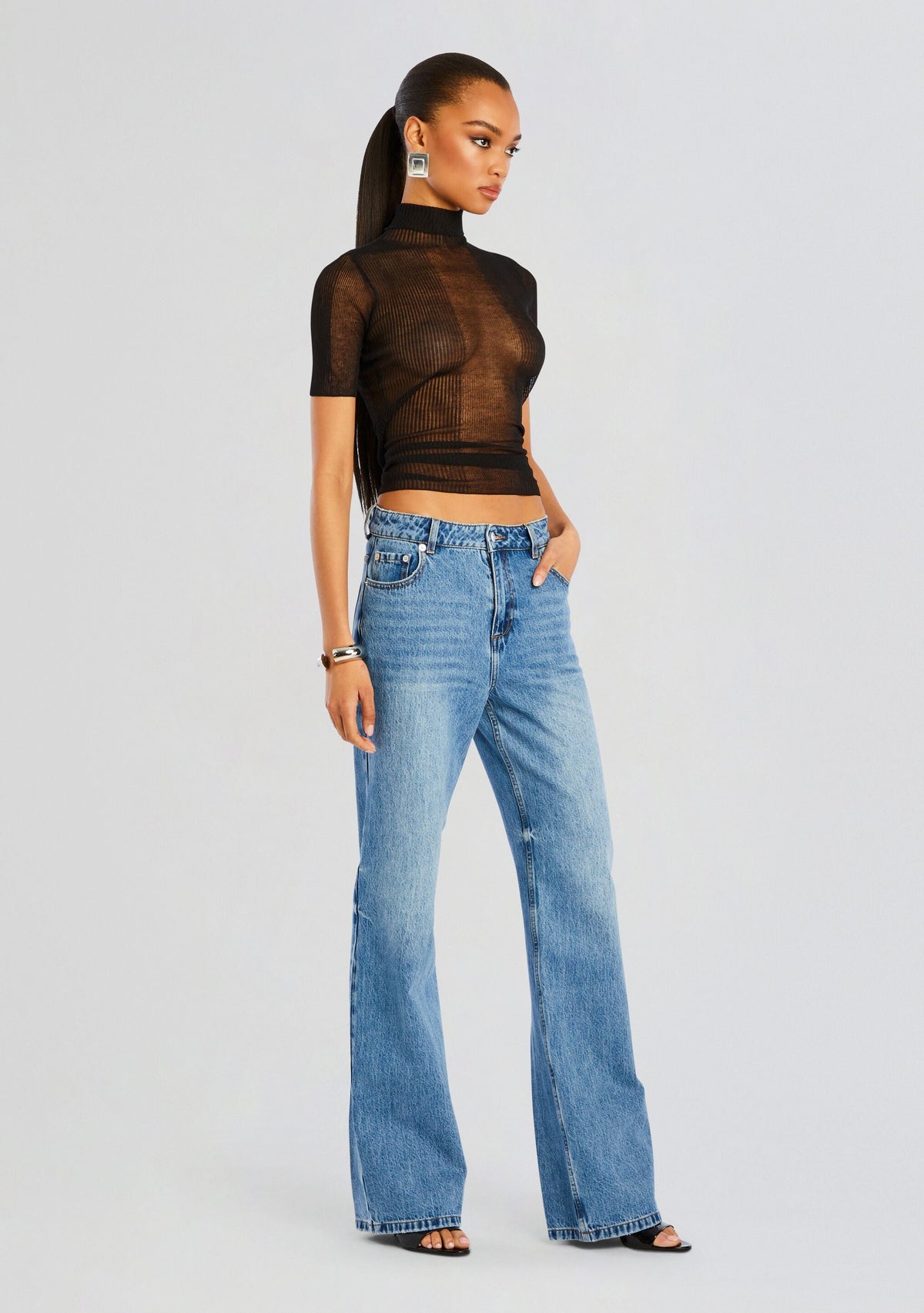 Paula Short Sleeve Sweater by SEROYA in Black, product image 3