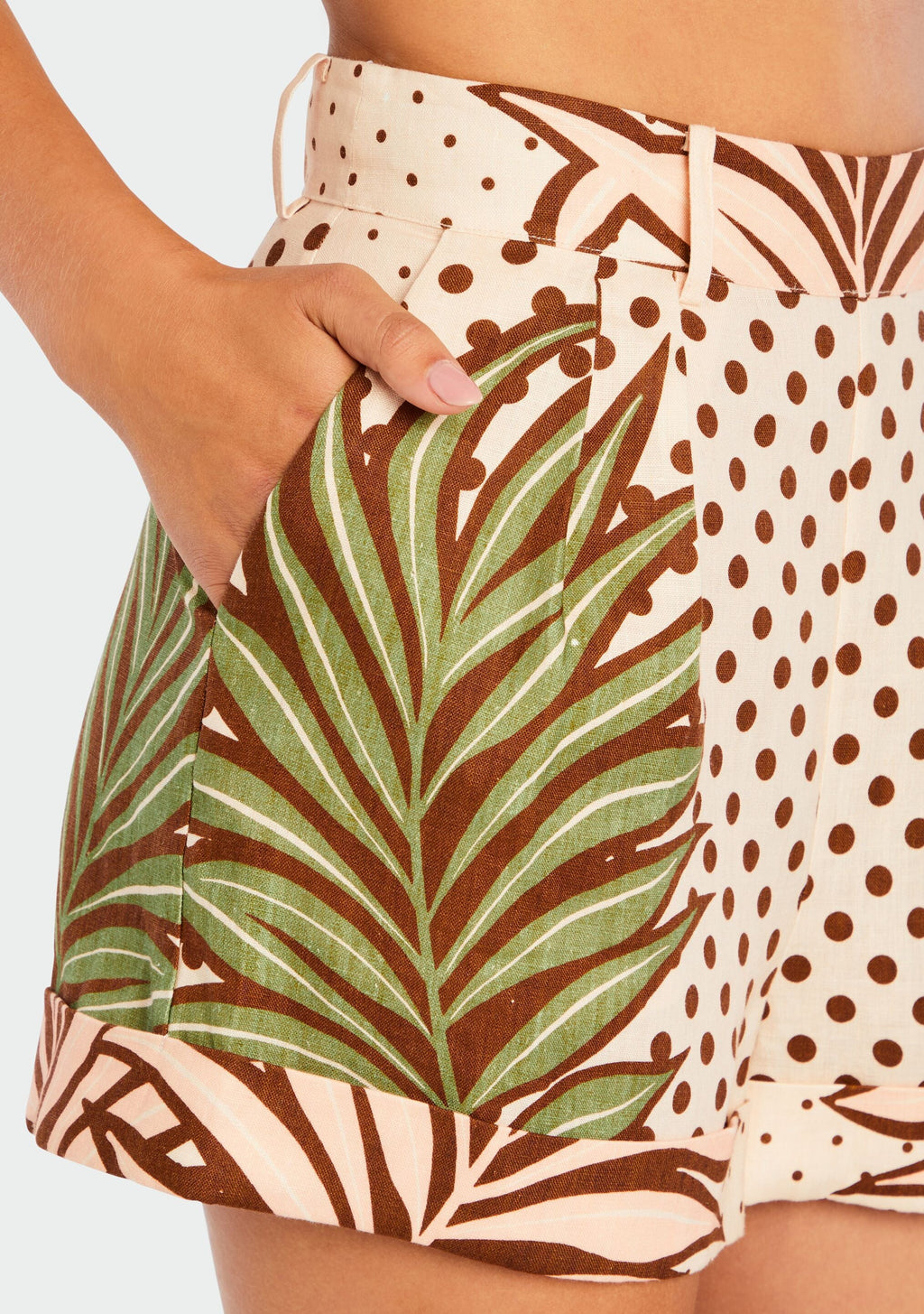 Ausha Linen Short by retrofête in Polka Dot Leaves, product image 2