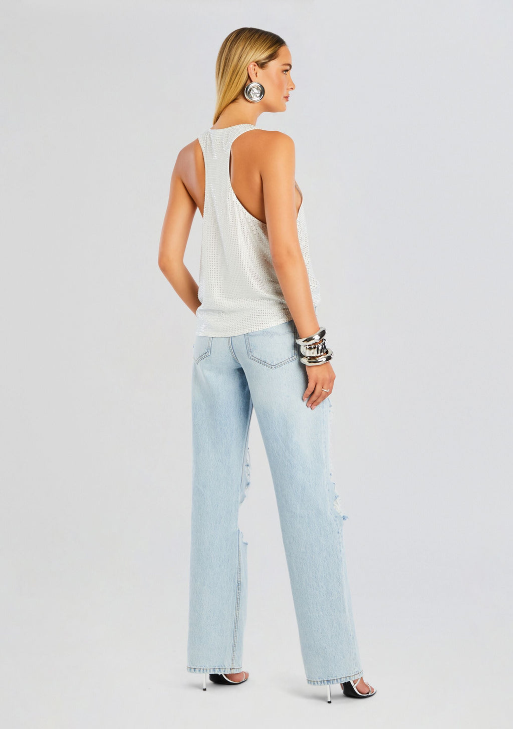Sunny Mid Rise Distressed Boyfriend Jean by SEROYA in Cove, product image 4