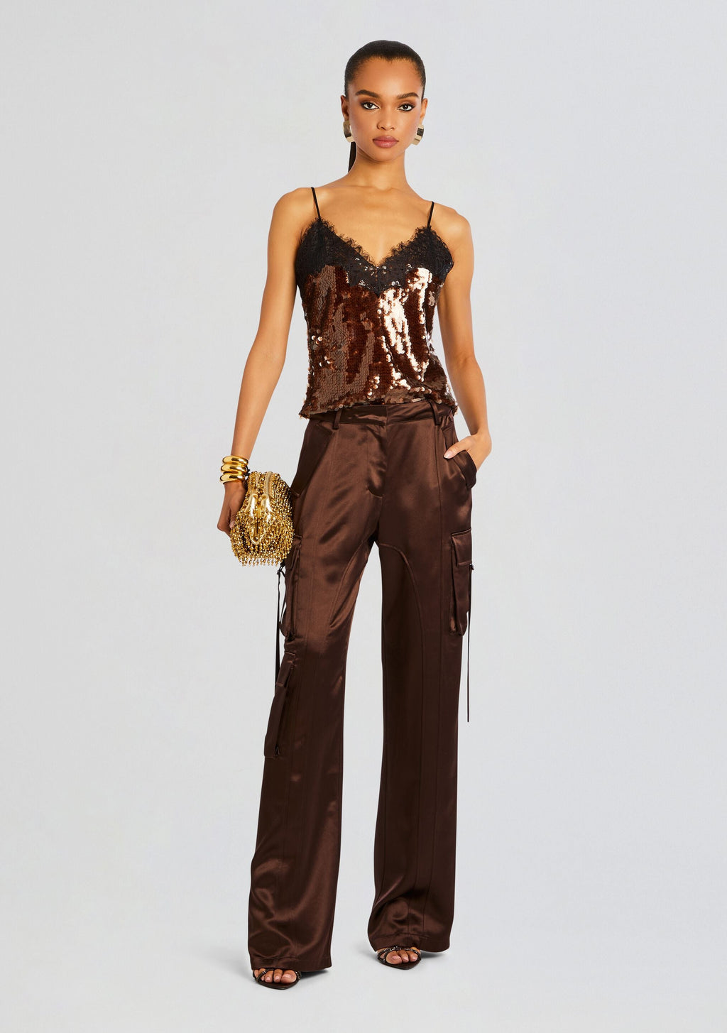 Danna Sequin Top by retrofête in Deep Brown, product image 3