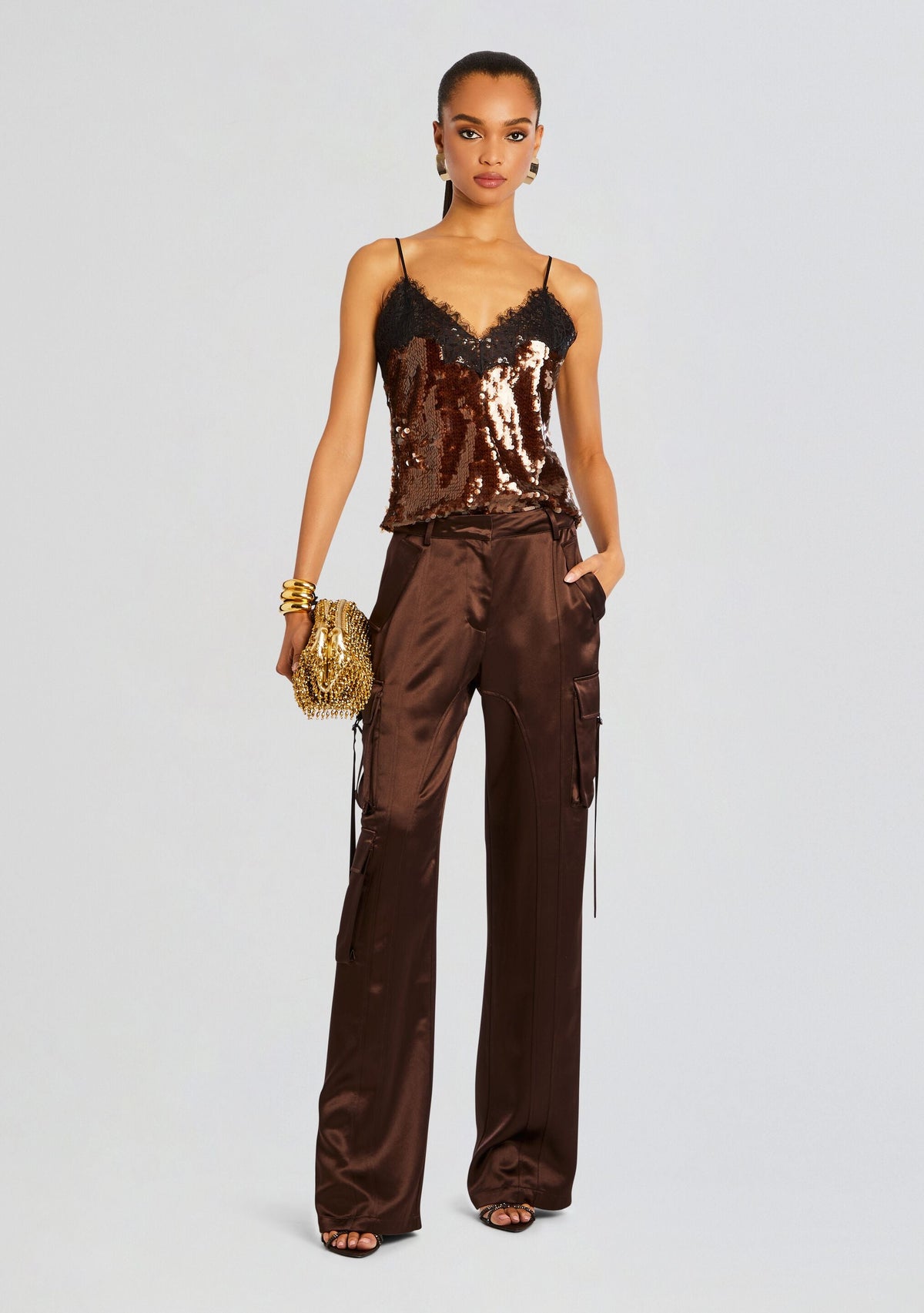 Danna Sequin Top by retrofête in Deep Brown, product image 3