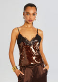Danna Sequin Top by retrofête in Deep Brown, product image 1