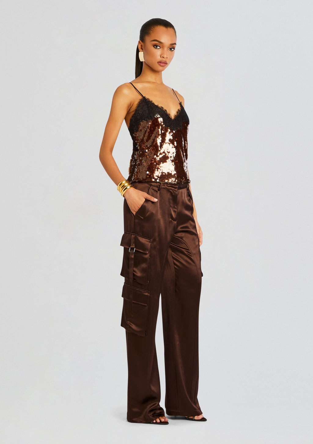 Danna Sequin Top by retrofête in Deep Brown, product image 4