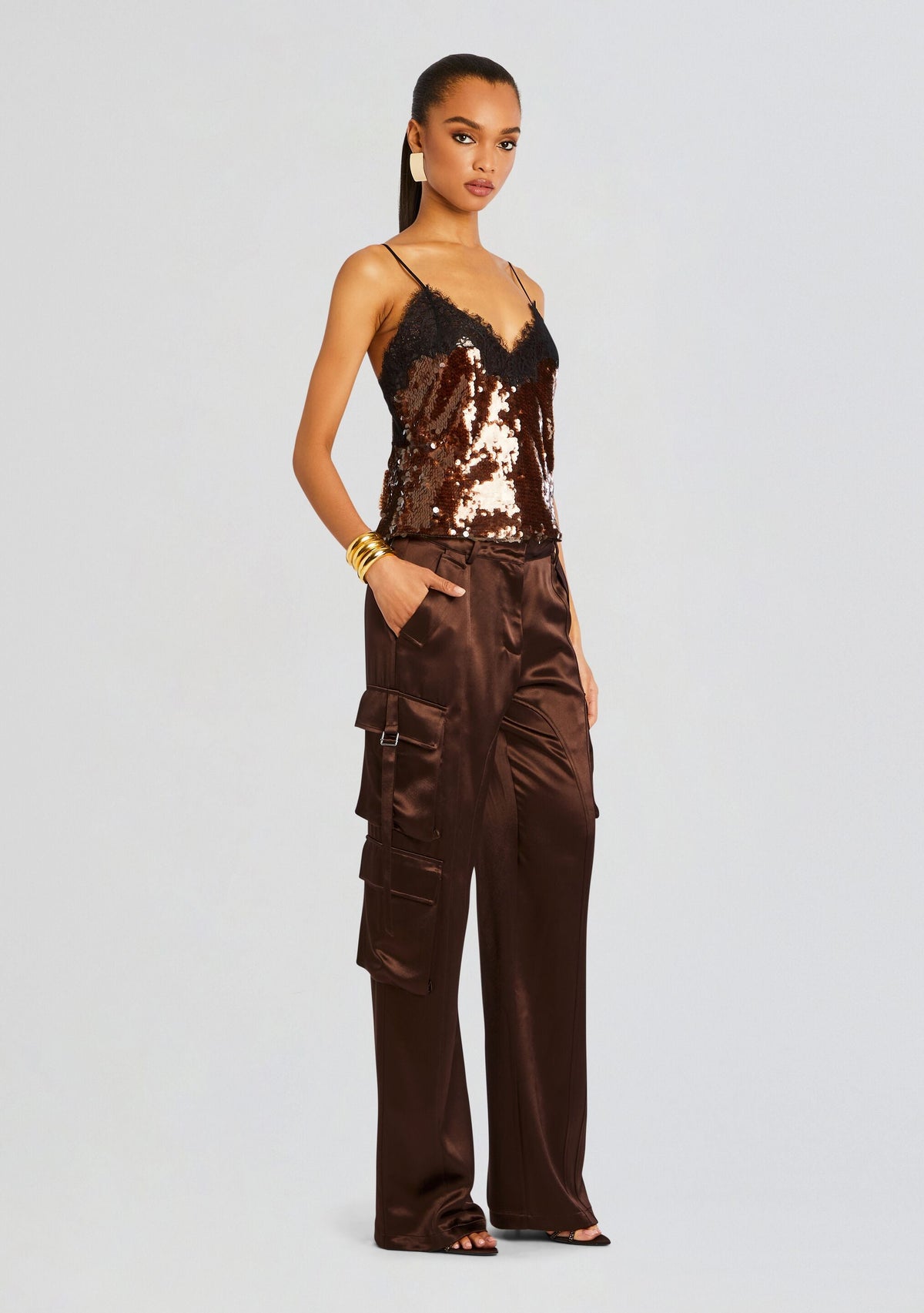Danna Sequin Top by retrofête in Deep Brown, product image 4