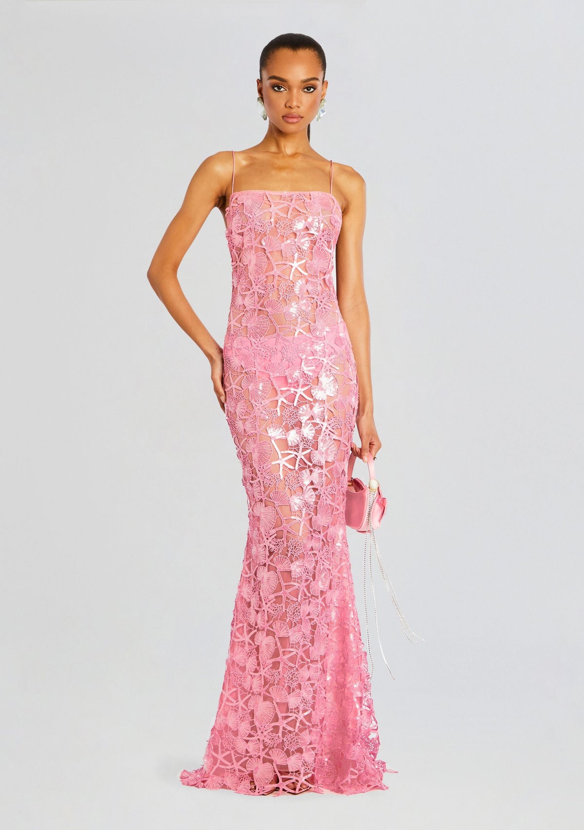 Delaina Sequin Lace Dress by retrofête in Pink, product image 1