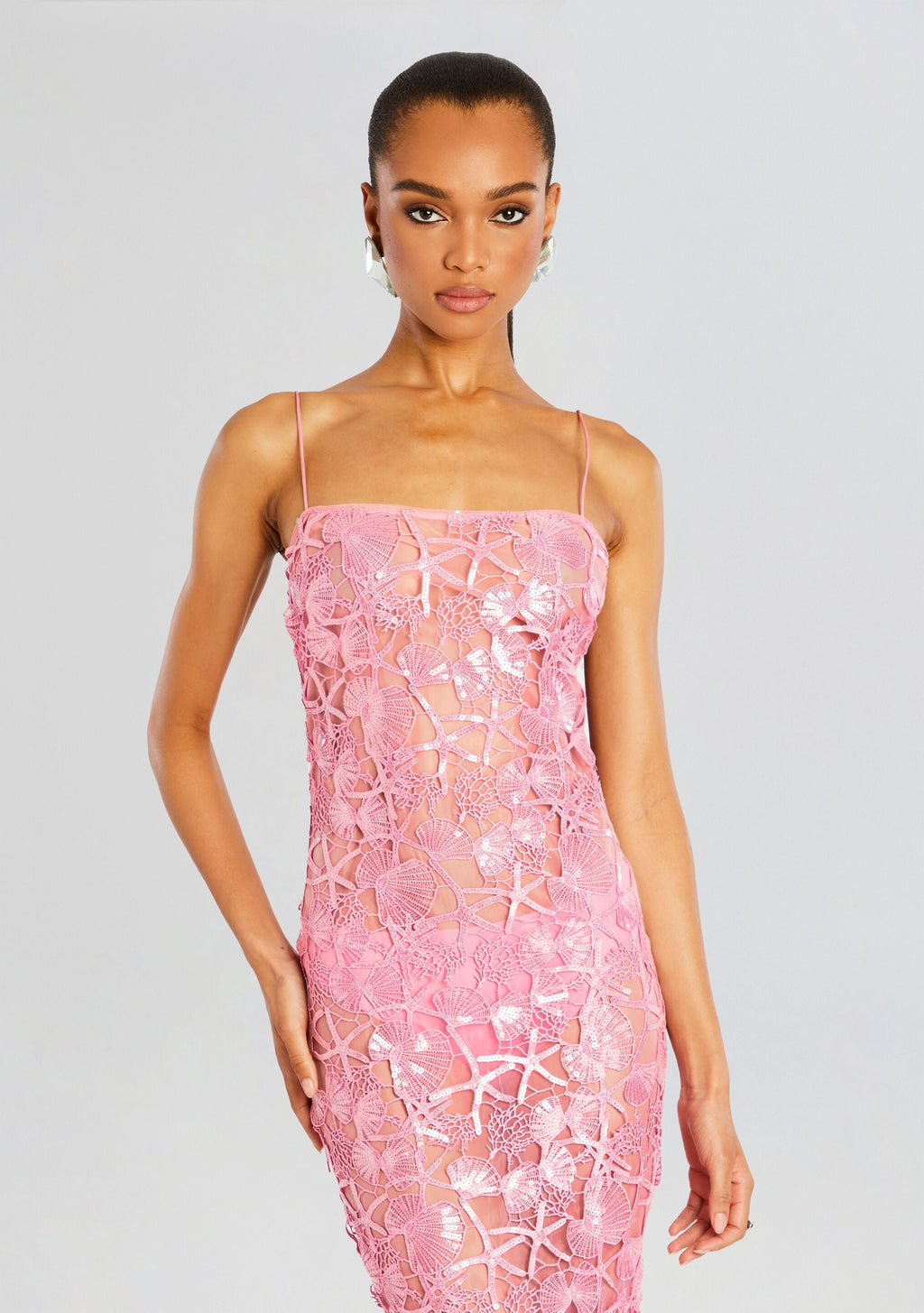 Delaina Sequin Lace Dress by retrofête in Pink, product image 5