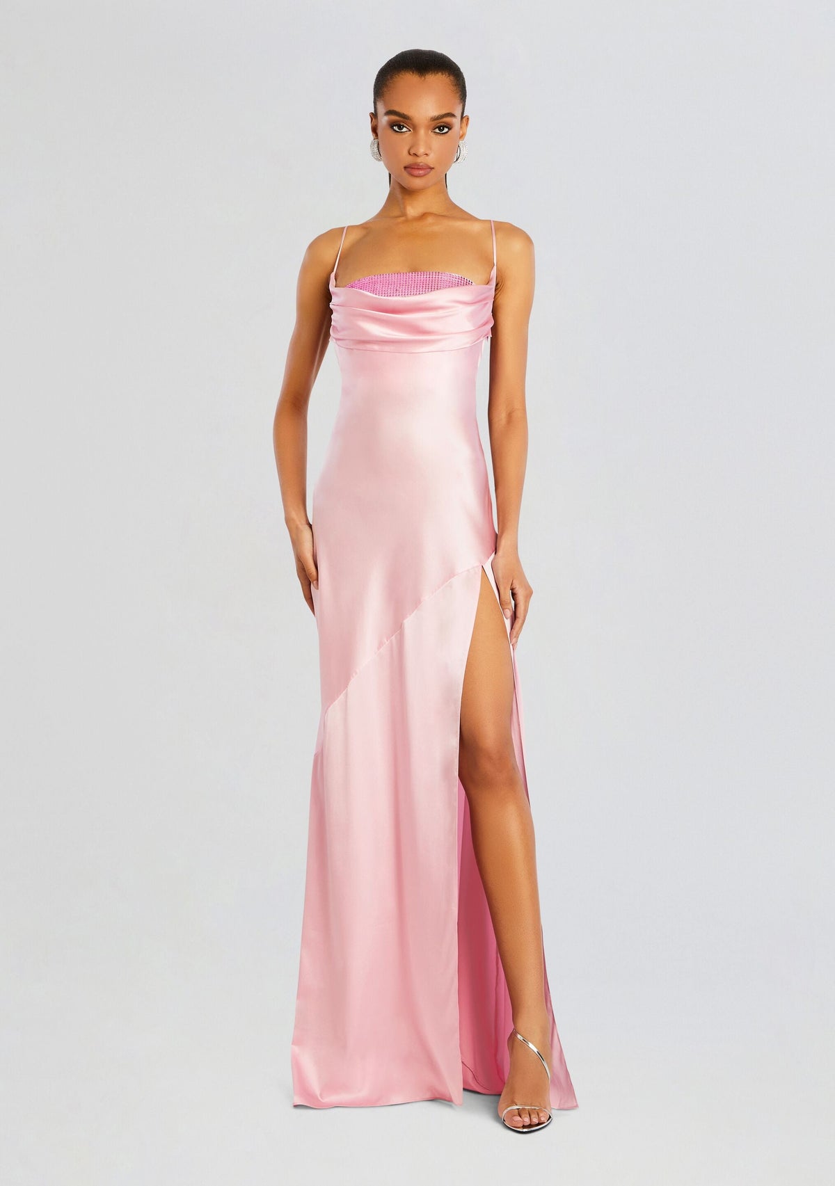 Emery Embellished Silk Dress by retrofête in Blush Pink, product image 1
