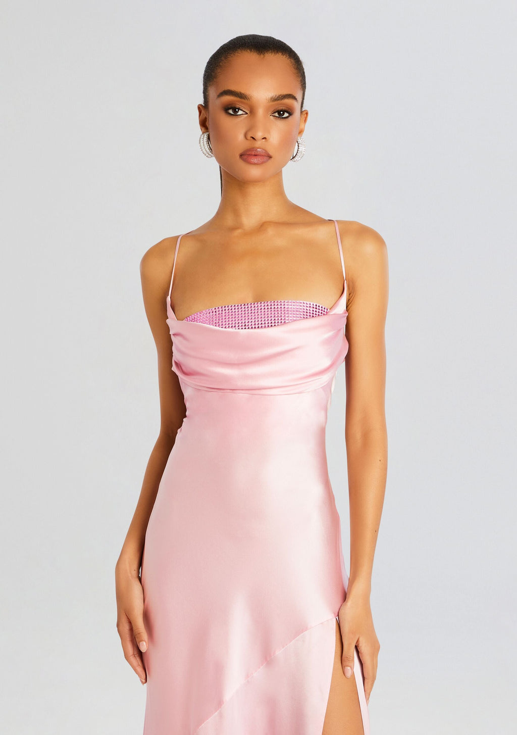 Emery Embellished Silk Dress by retrofête in Blush Pink, product image 5