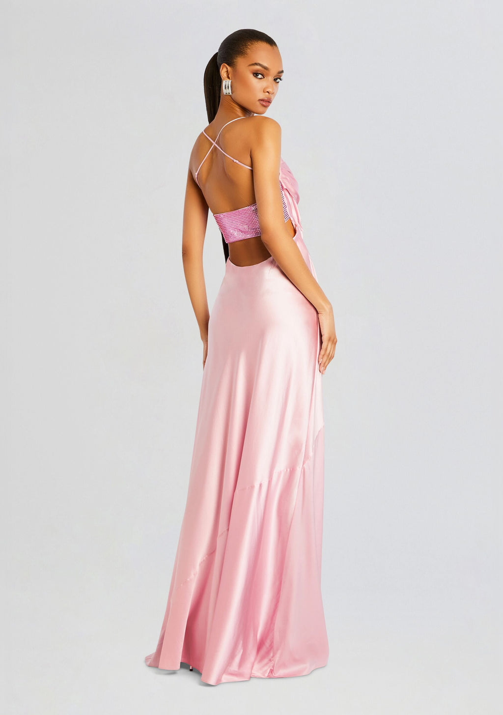 Emery Embellished Silk Dress by retrofête in Blush Pink, product image 4