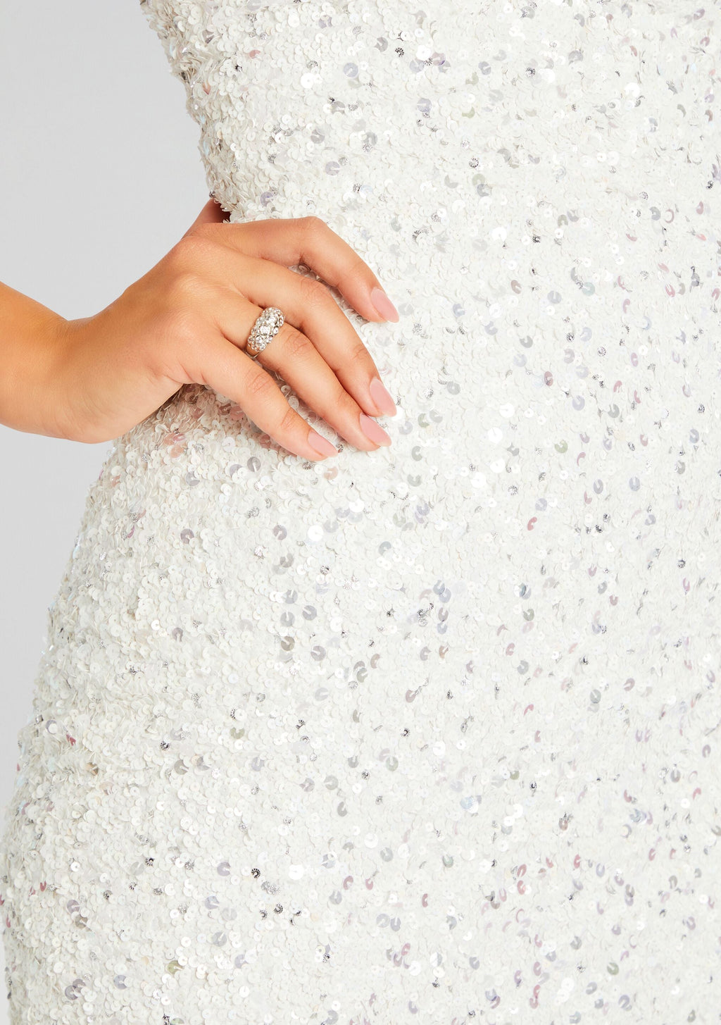 Heather Sequin Dress by retrofête in Silver/White, product image 2