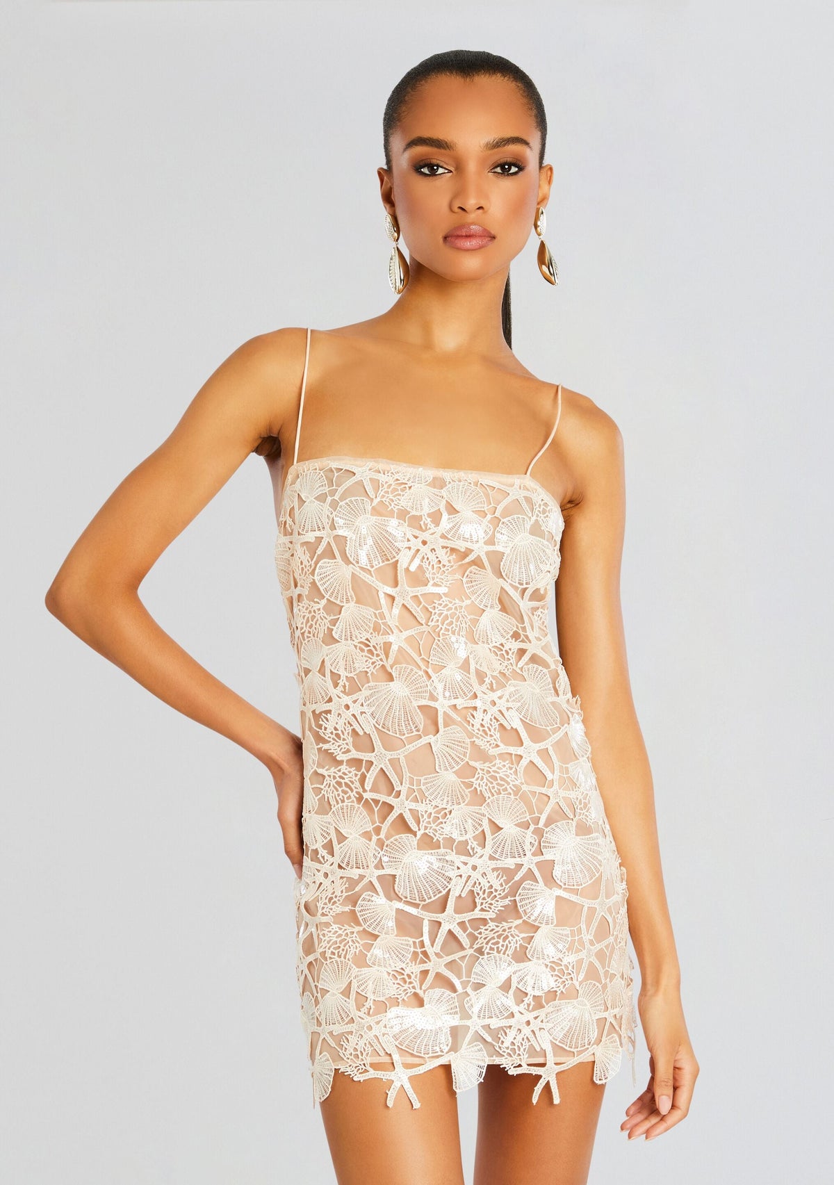 Jaala Sequin Lace Dress by retrofête in Cream, product image 5