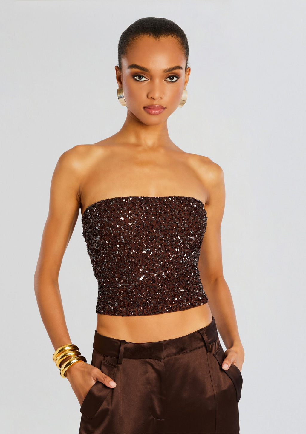 Kala Sequin Top by retrofête in Earth, product image 1