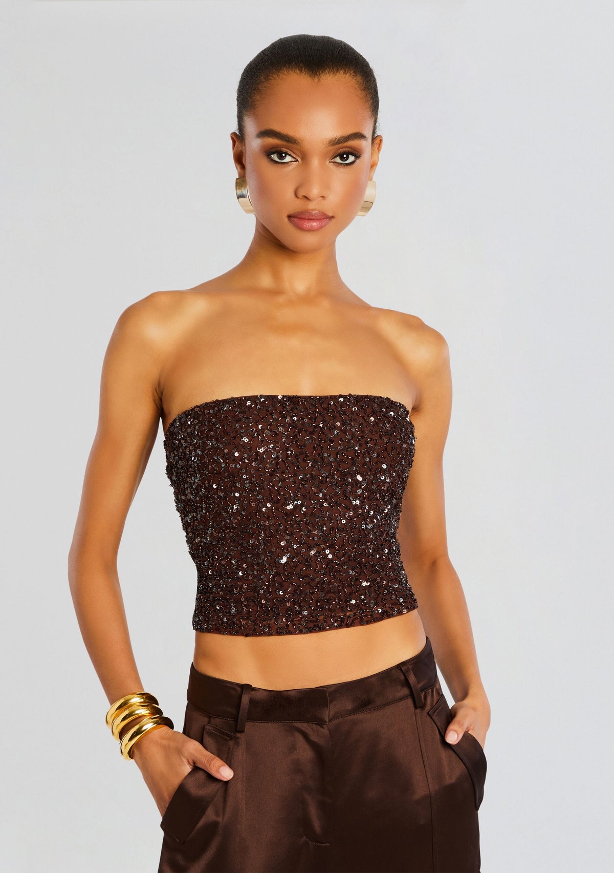 Kala Sequin Top by retrofête in Earth, product image 1