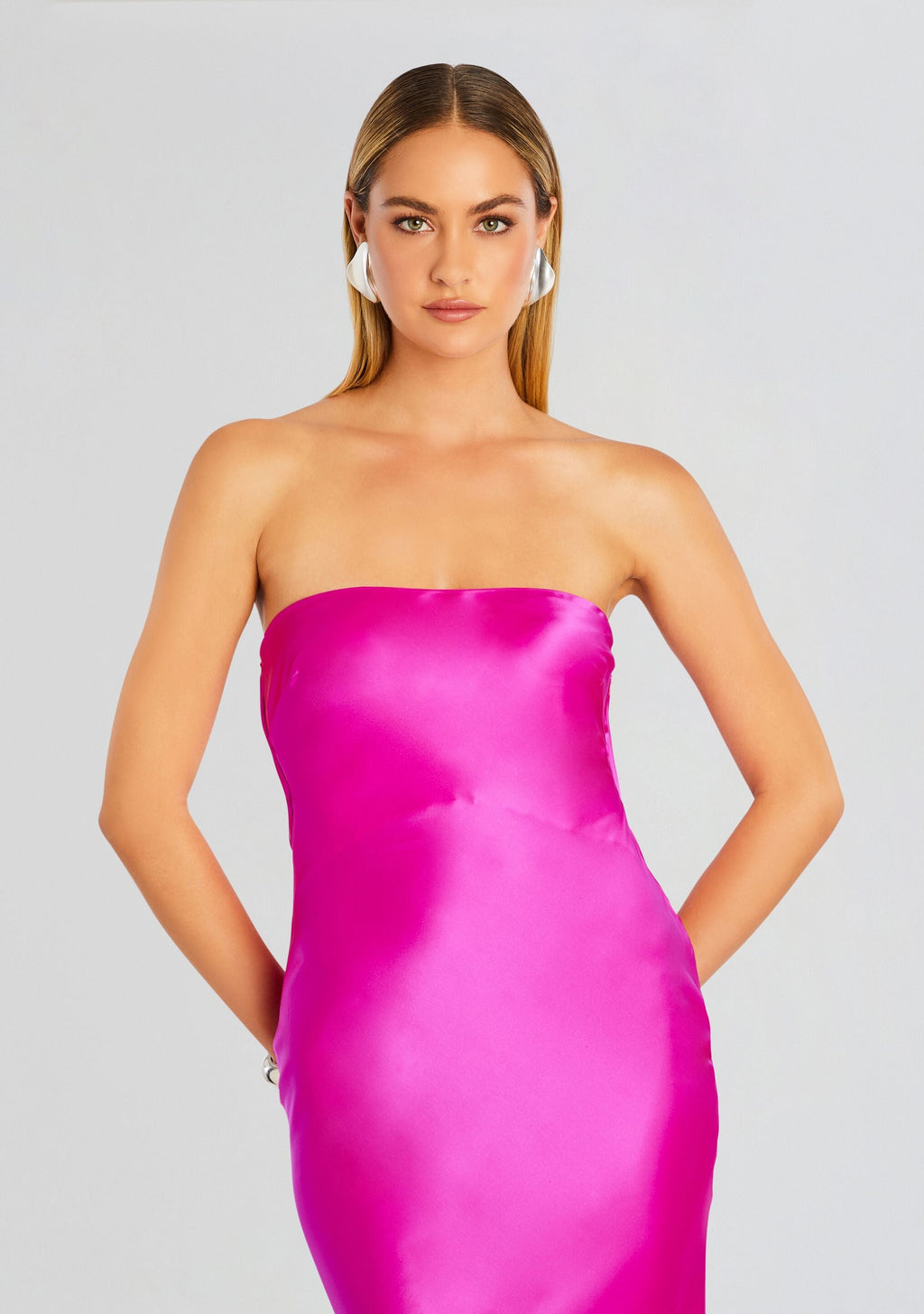 Keaton Silk Dress by retrofête in Neon Pink, product image 5