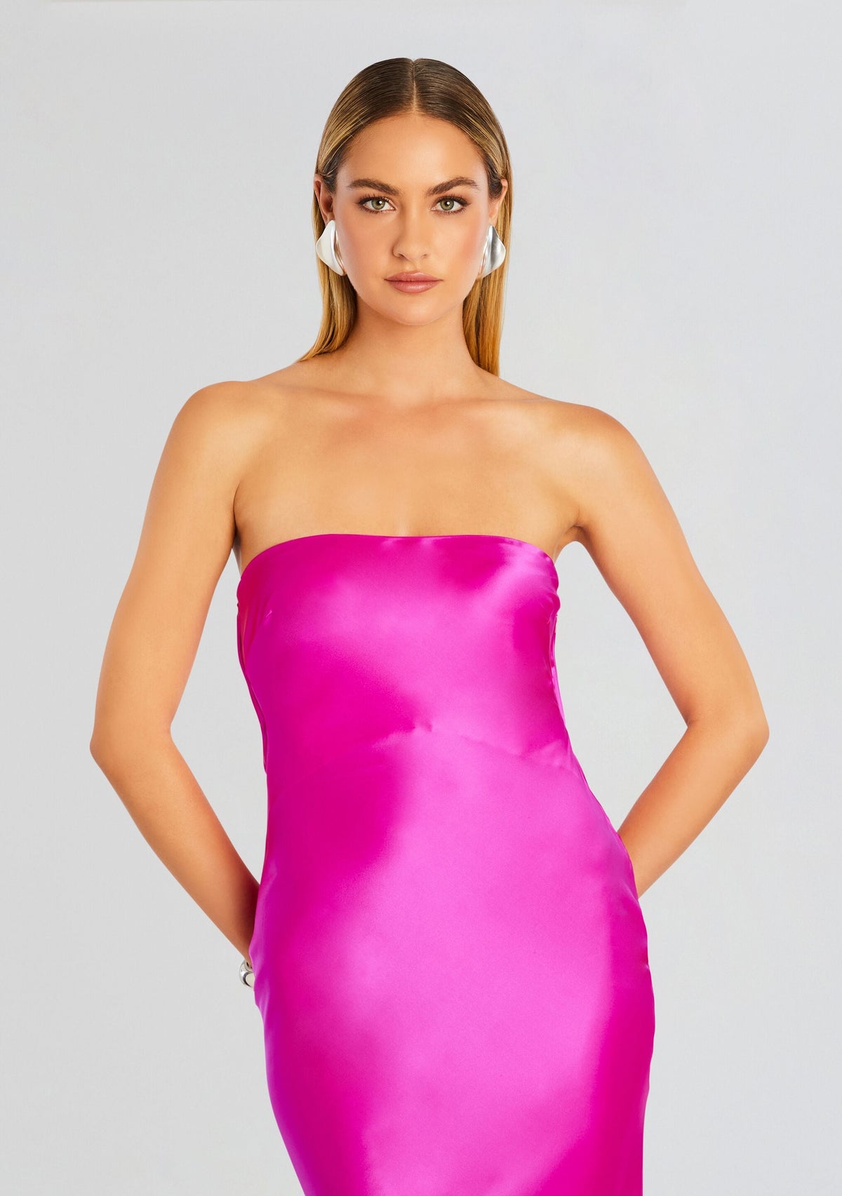 Keaton Silk Dress by retrofête in Neon Pink, product image 5