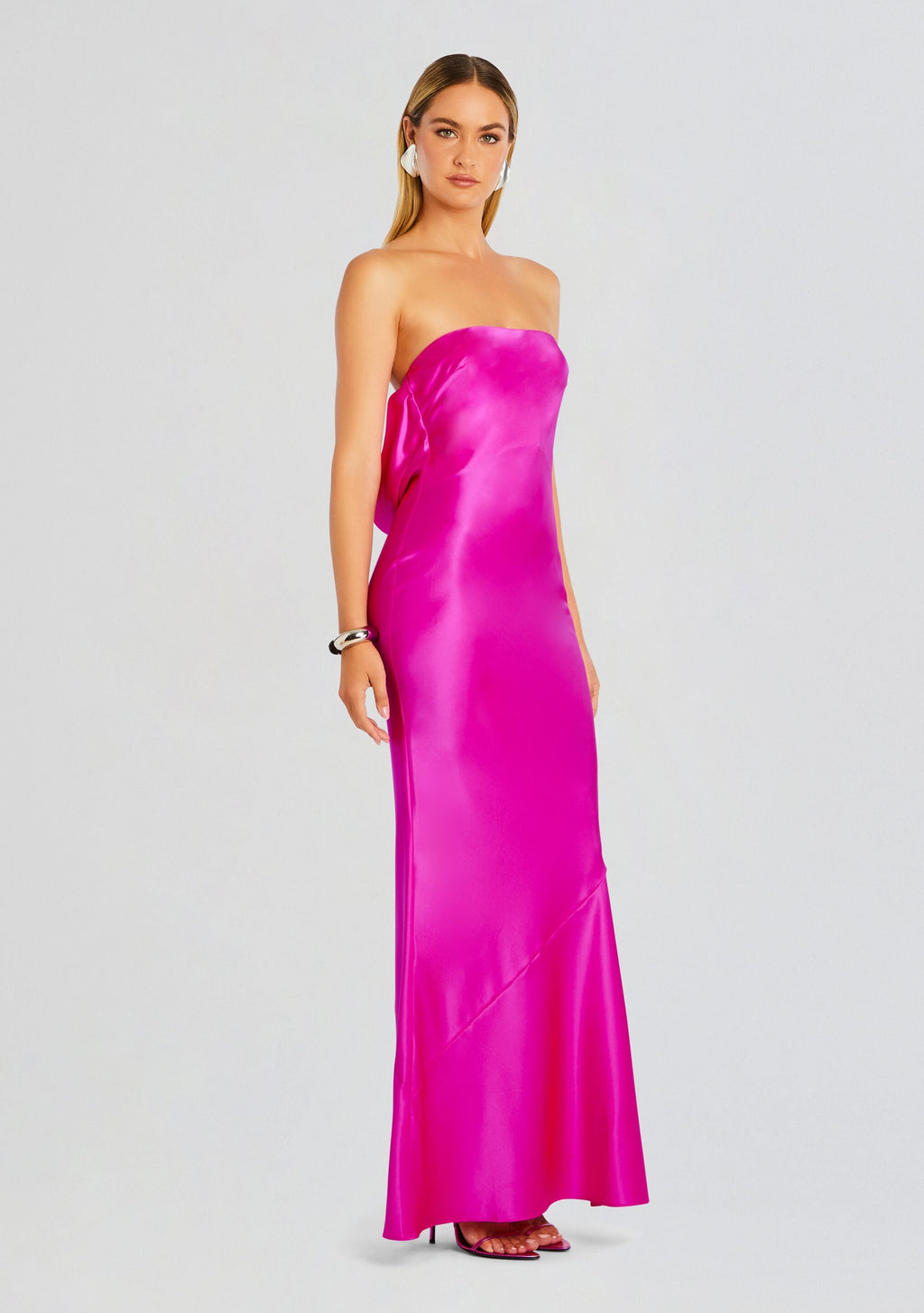 Keaton Silk Dress by retrofête in Neon Pink, product image 4