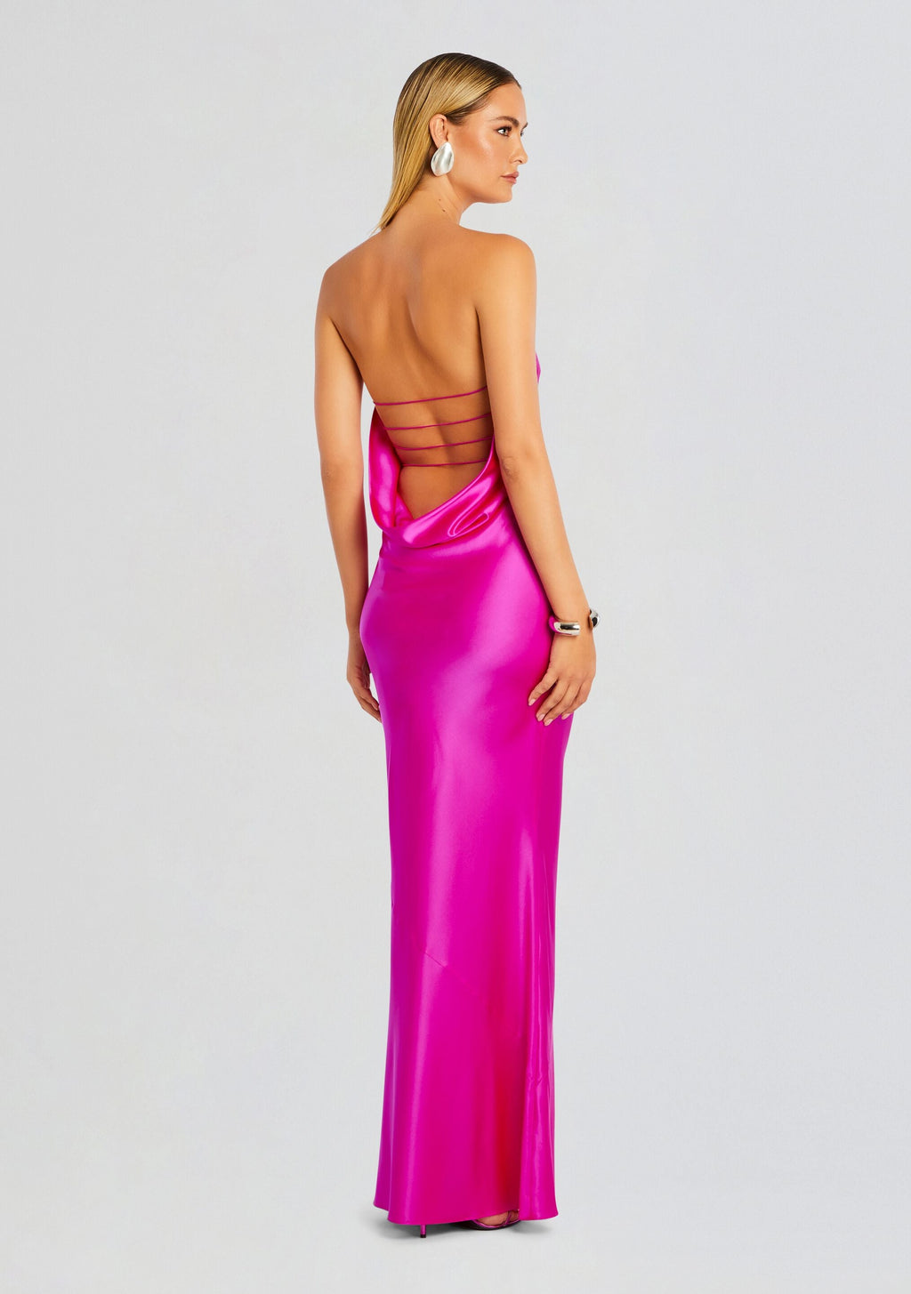 Keaton Silk Dress by retrofête in Neon Pink, product image 1