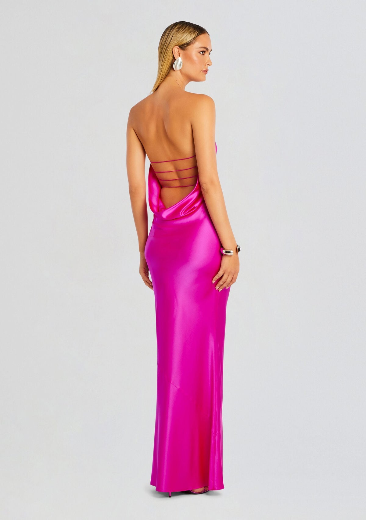 Keaton Silk Dress by retrofête in Neon Pink, product image 1