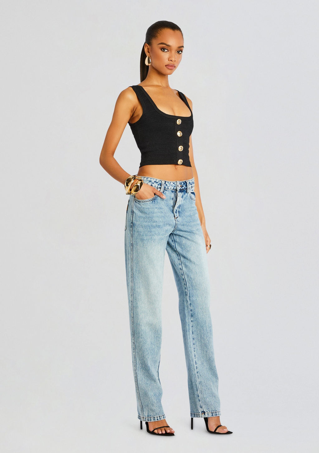 Nella Metallic Knit Top by retrofête in Metallic Black, product image 4