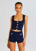 Nella Metallic Knit Top by retrofête in Metallic Navy, product image 1