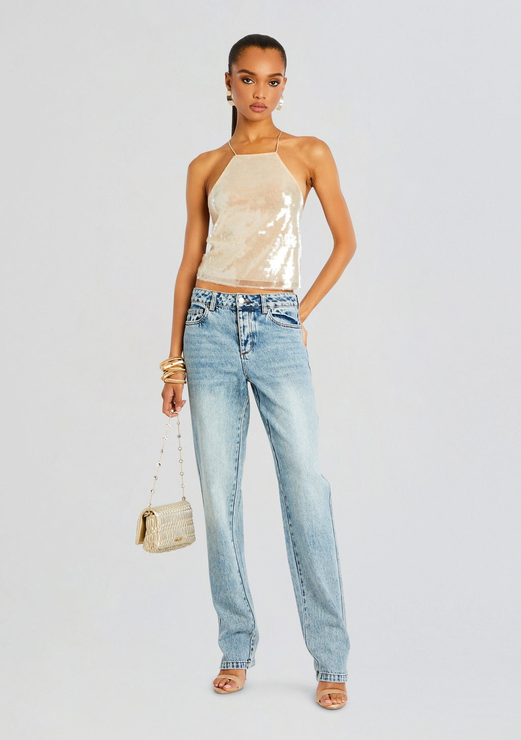 Norma Sequin Top by retrofête in Cream, product image 5