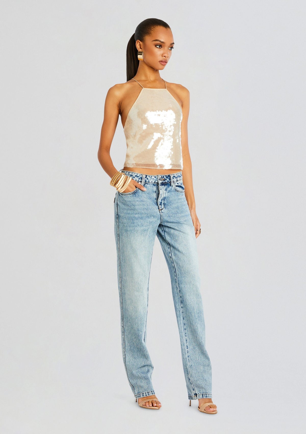 Norma Sequin Top by retrofête in Cream, product image 3