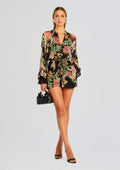 Pahi Romper by Hemant & Nandita in Black Off White Floral, product image 1