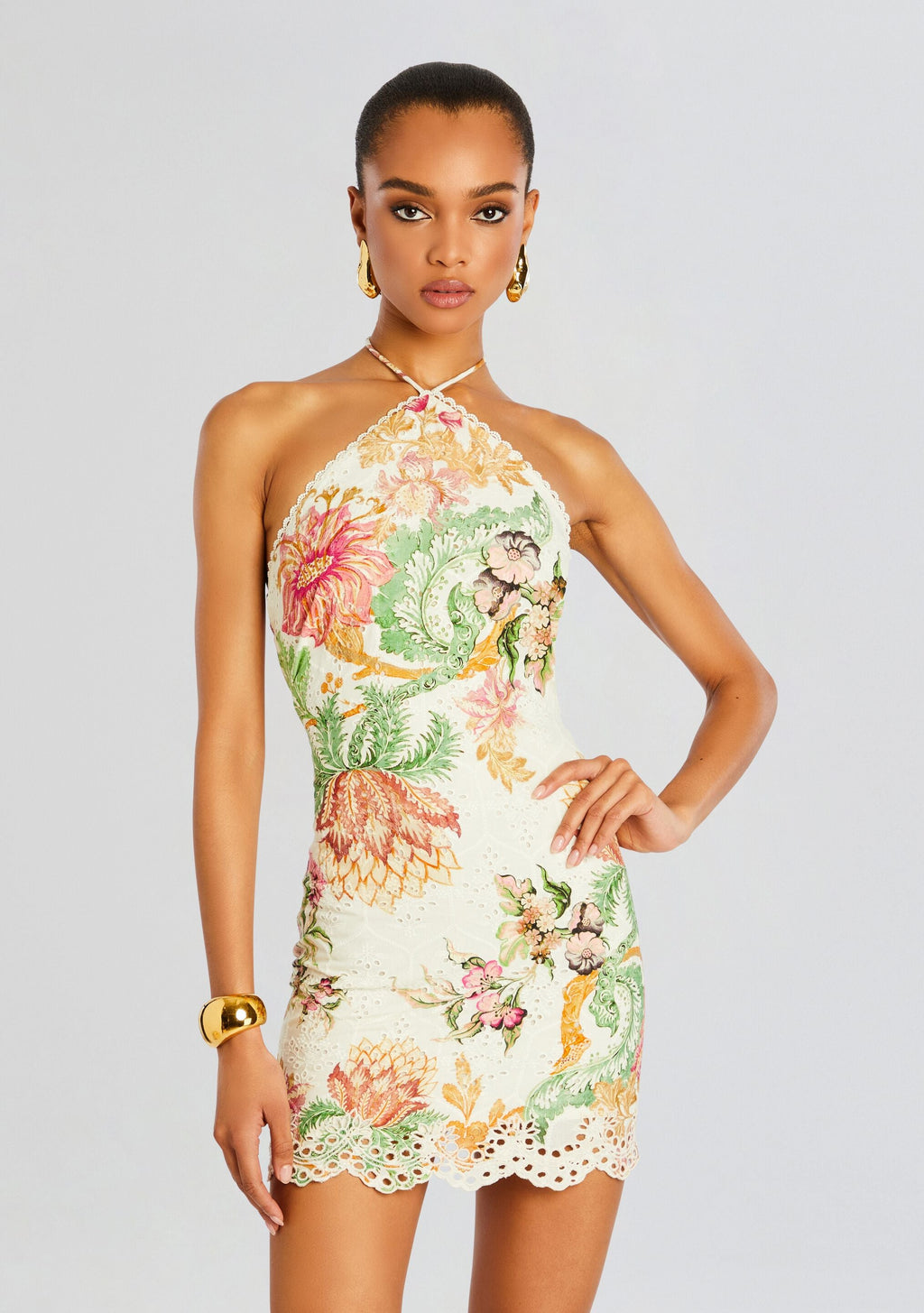 Pahi Short Dress by Hemant & Nandita in Off White Floral, product image 5