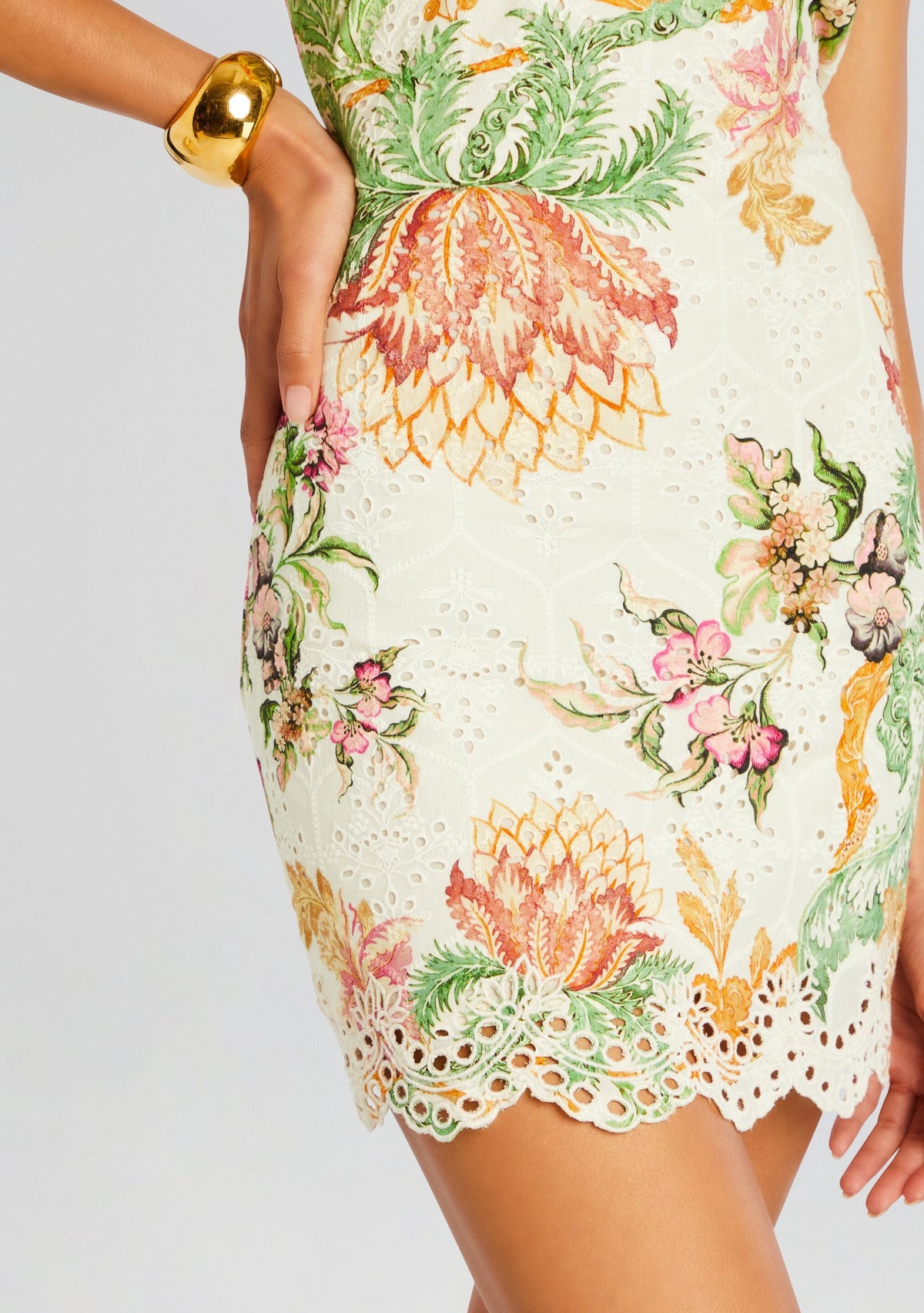 Pahi Short Dress by Hemant & Nandita in Off White Floral, product image 2