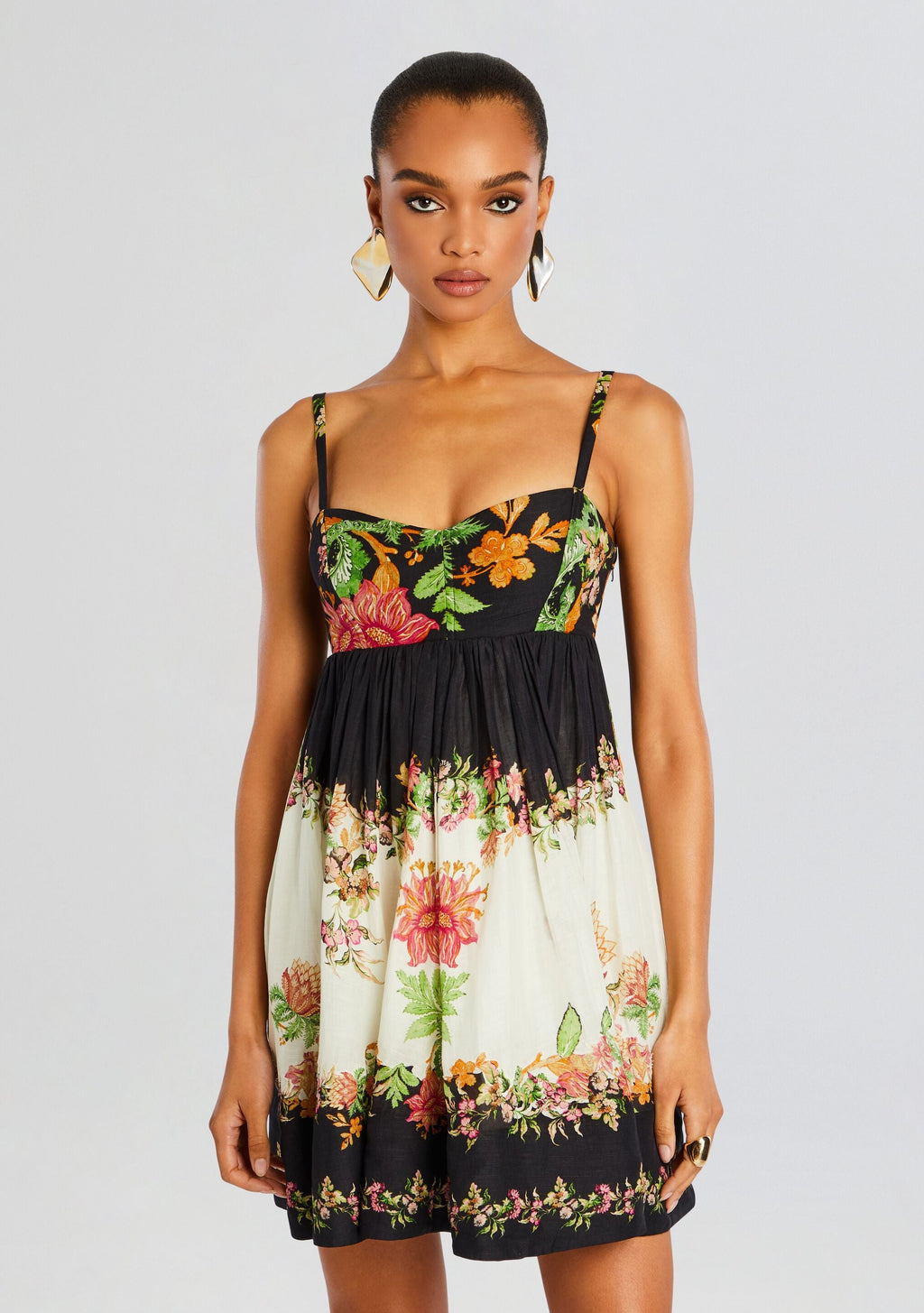 Pahi Short Dress by Hemant & Nandita in Black Off White Floral, product image 5