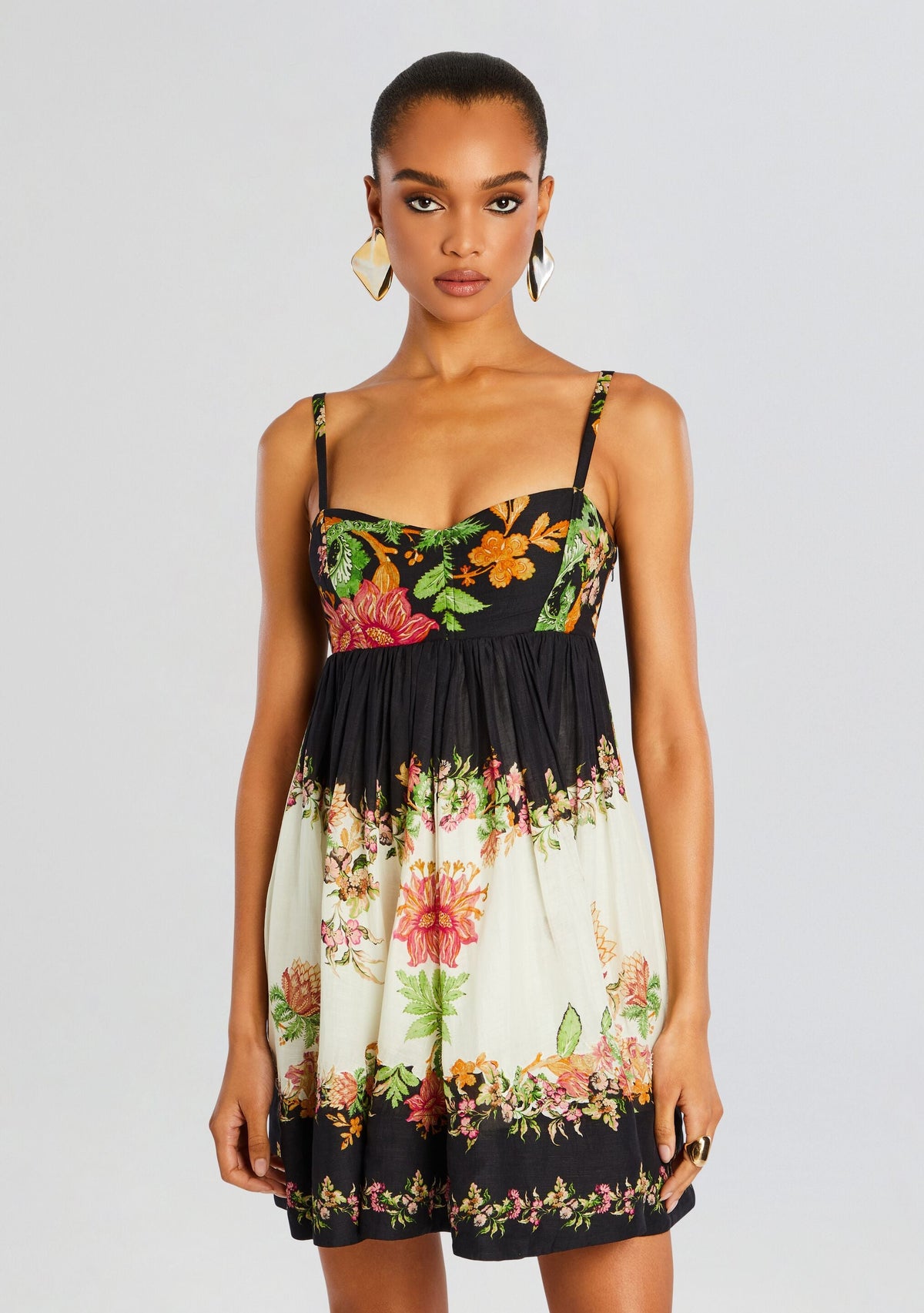 Pahi Short Dress by Hemant & Nandita in Black Off White Floral, product image 5