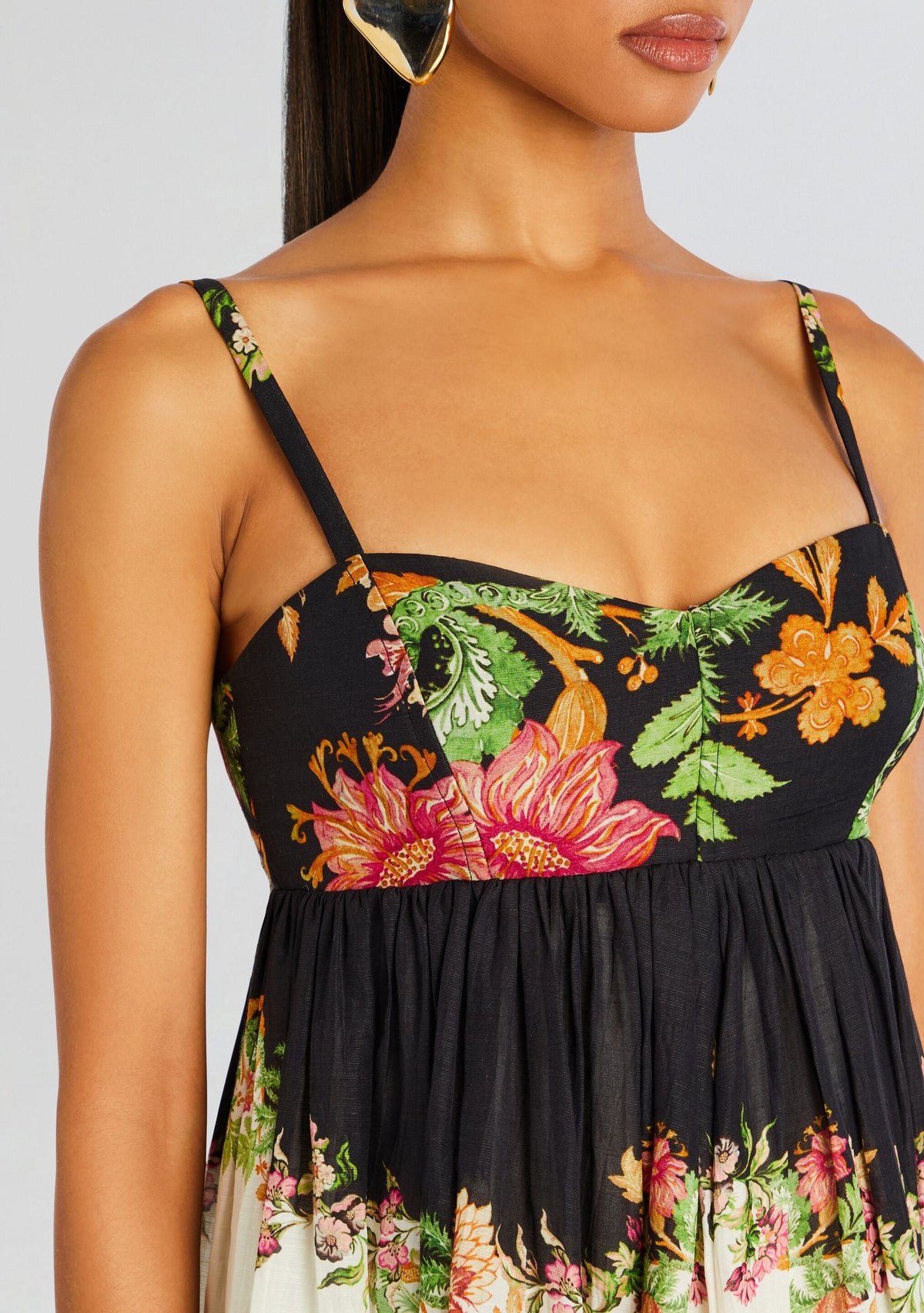 Pahi Short Dress by Hemant & Nandita in Black Off White Floral, product image 2