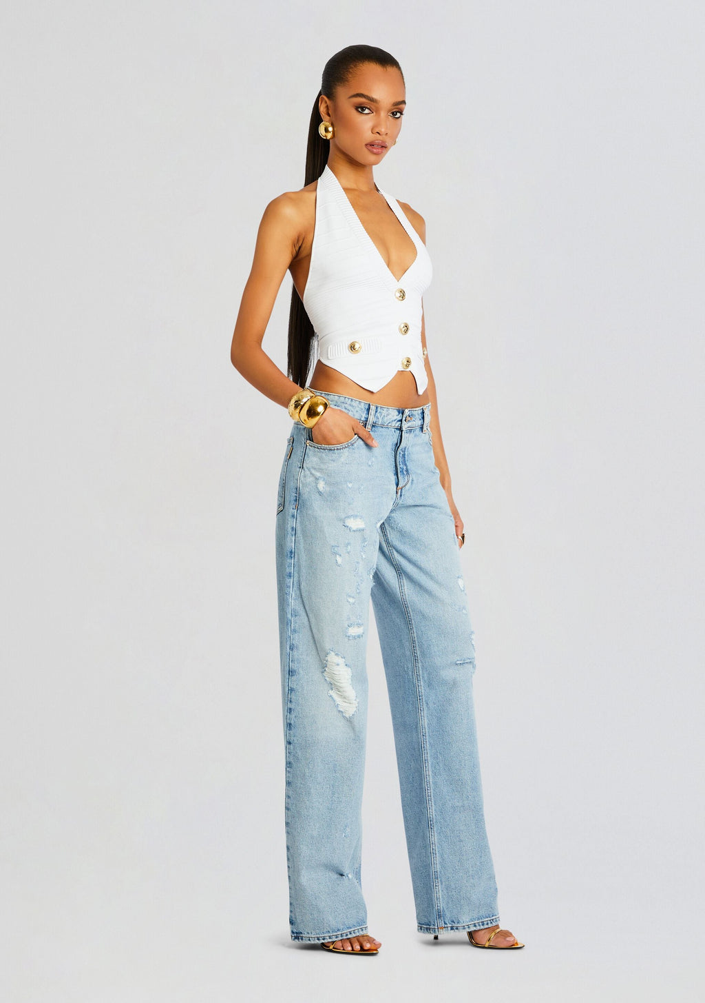 Tinsley Bandage Knit Vest by retrofête in White, product image 3