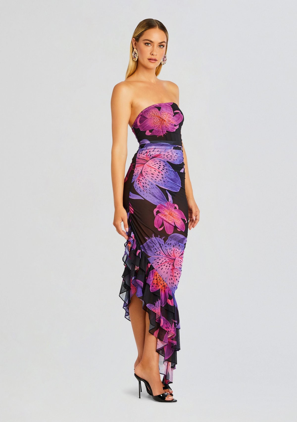 Trista Mesh Dress by retrofête in Hibiscus, product image 3