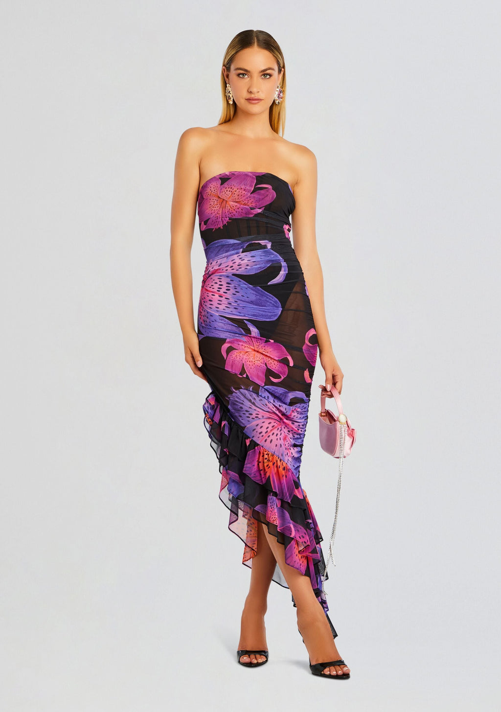 Trista Mesh Dress by retrofête in Hibiscus, product image 1