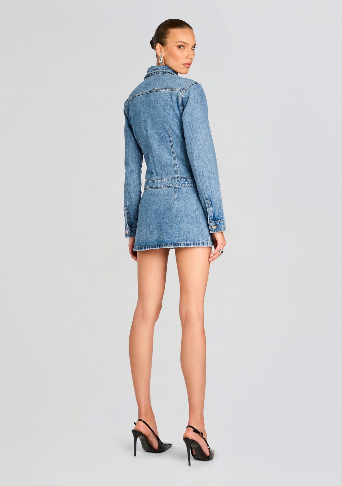 Arizona Denim Mini Dress by SEROYA in River, product image 4