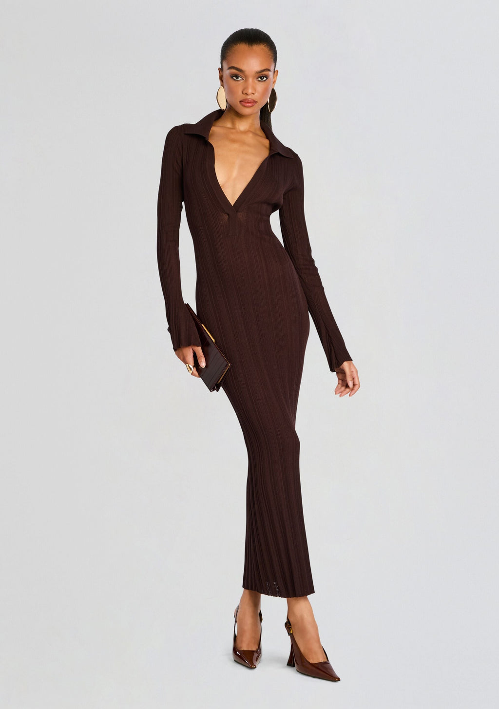 Azula Rib Knit Maxi Dress by SEROYA in Ash Brown, product image 5