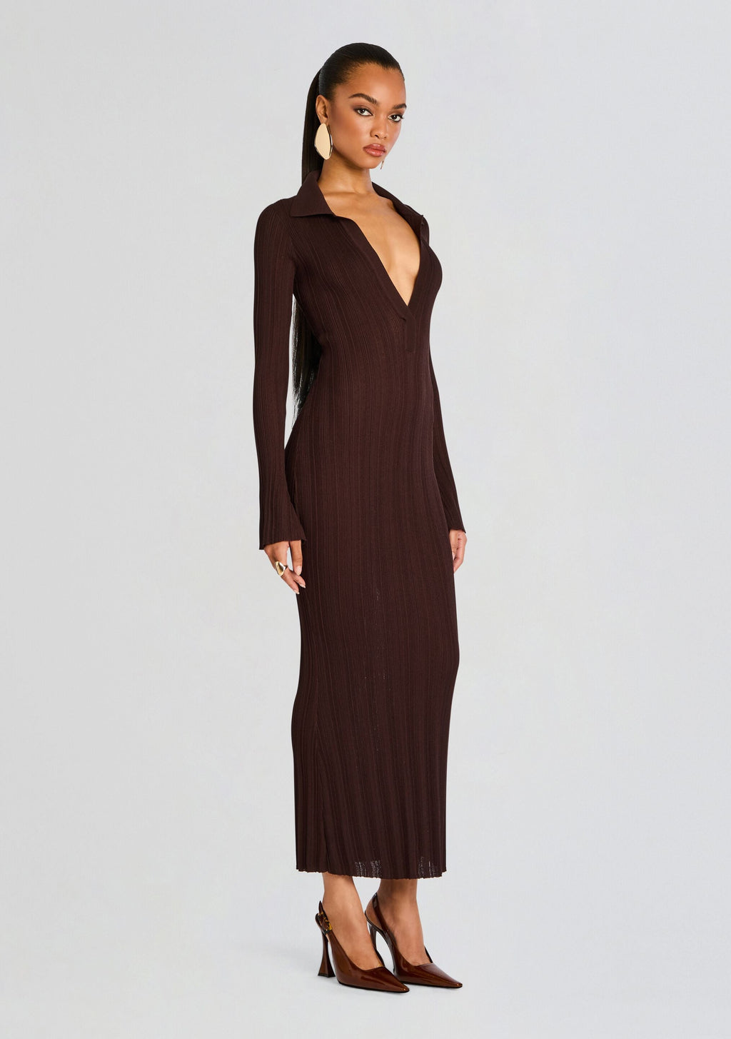 Azula Rib Knit Maxi Dress by SEROYA in Ash Brown, product image 3