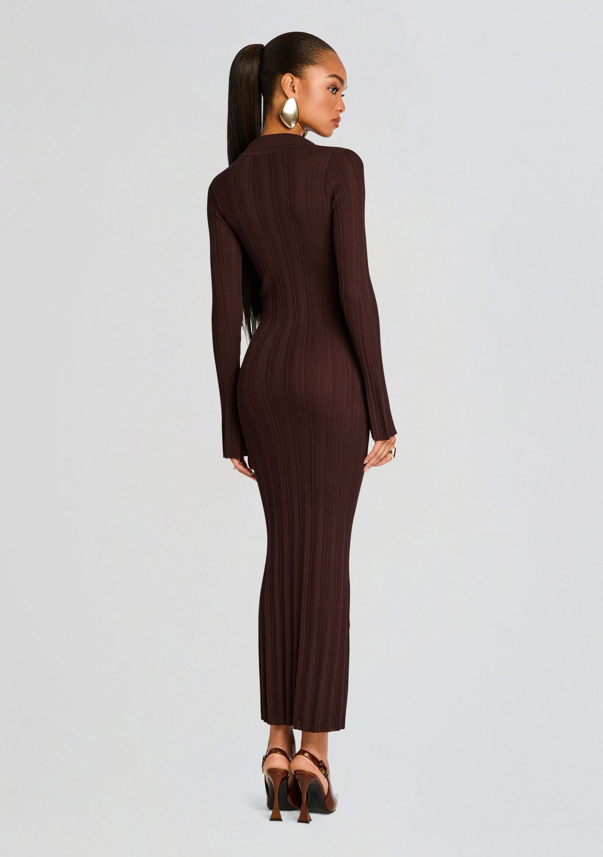 Azula Rib Knit Maxi Dress by SEROYA in Ash Brown, product image 4