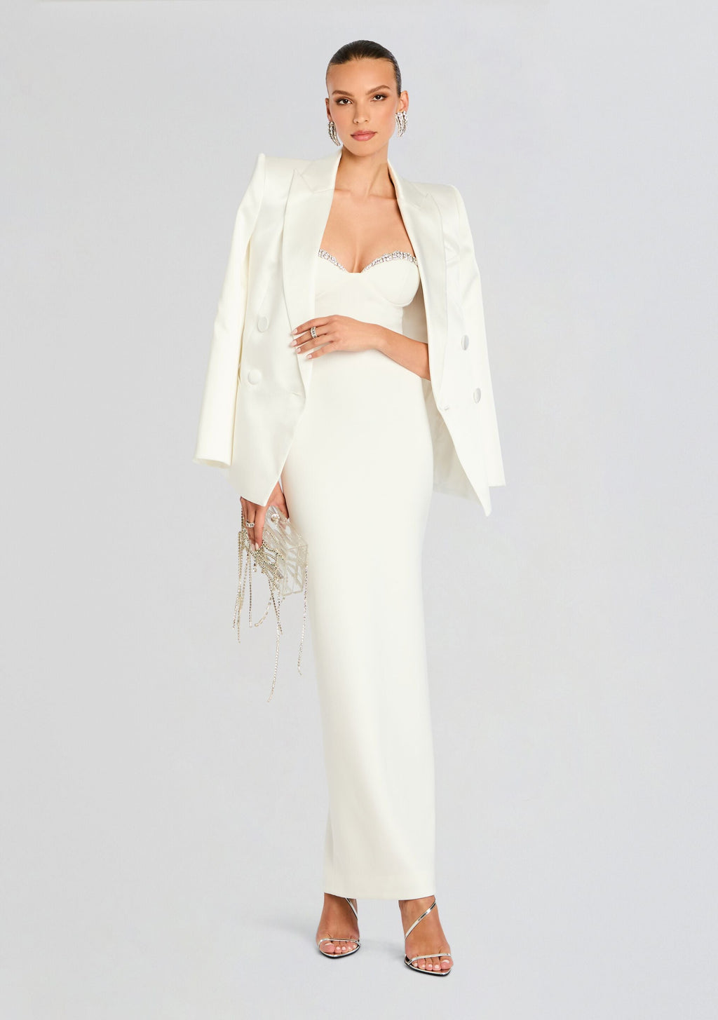 Jessalyn Dress by retrofête in White/Silver, product image 5