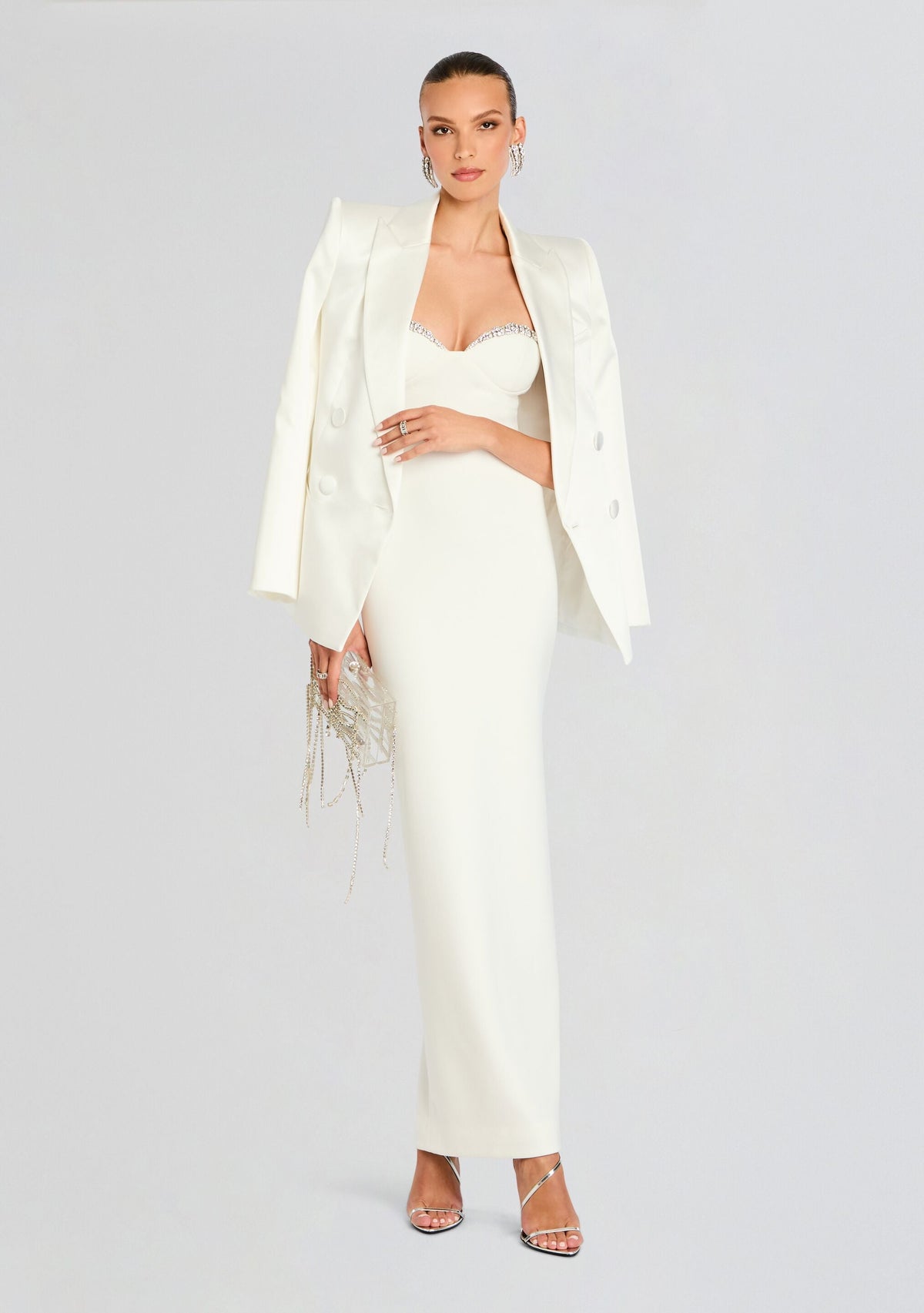 Jessalyn Dress by retrofête in White/Silver, product image 5