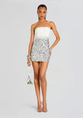 Katalina Sequin Dress by retrofête in White/Silver Ombre, product image 1