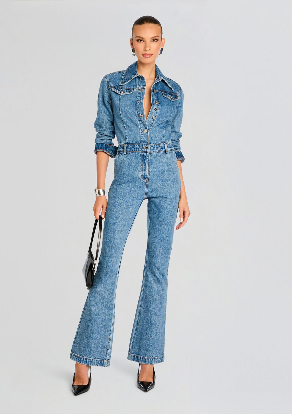 Mabel Fitted Mid Rise Jumpsuit by SEROYA in River, product image 5