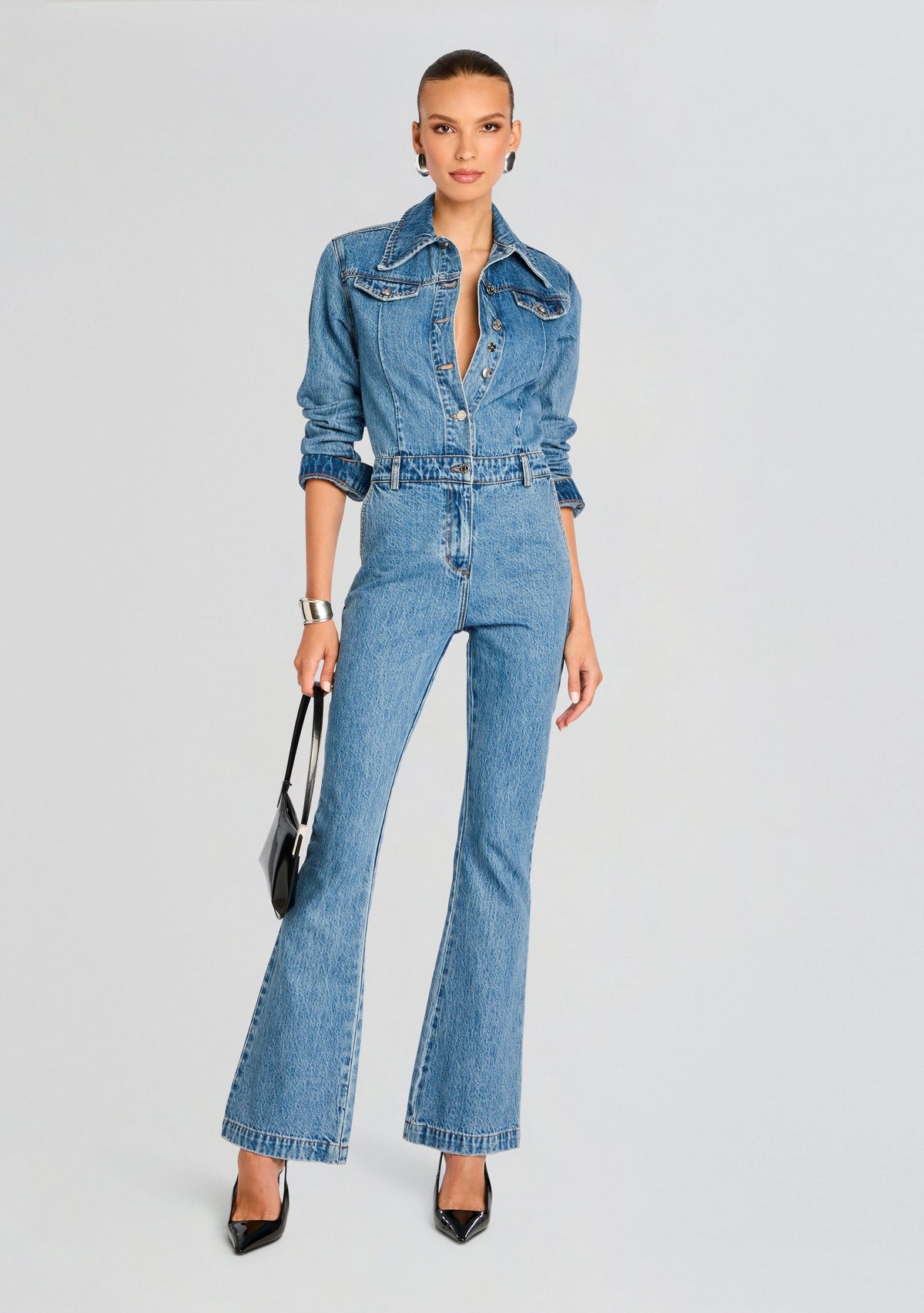 Mabel Fitted Mid Rise Jumpsuit by SEROYA in River, product image 5
