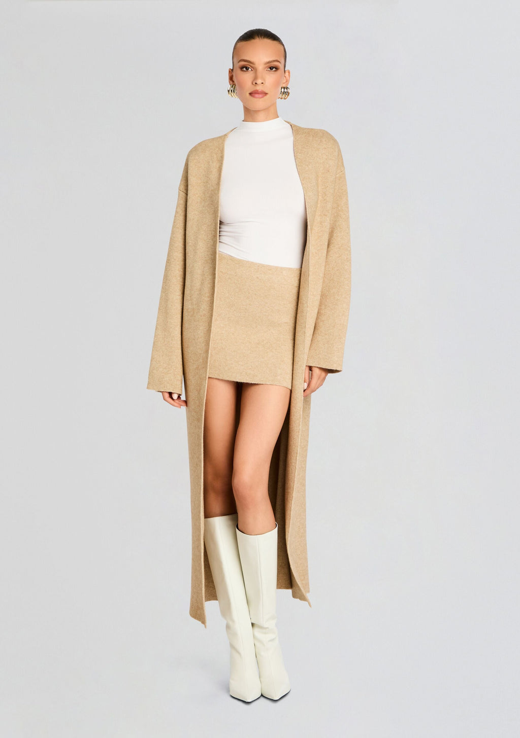 Megumi Knit Robe by SEROYA in Tan, product image 1