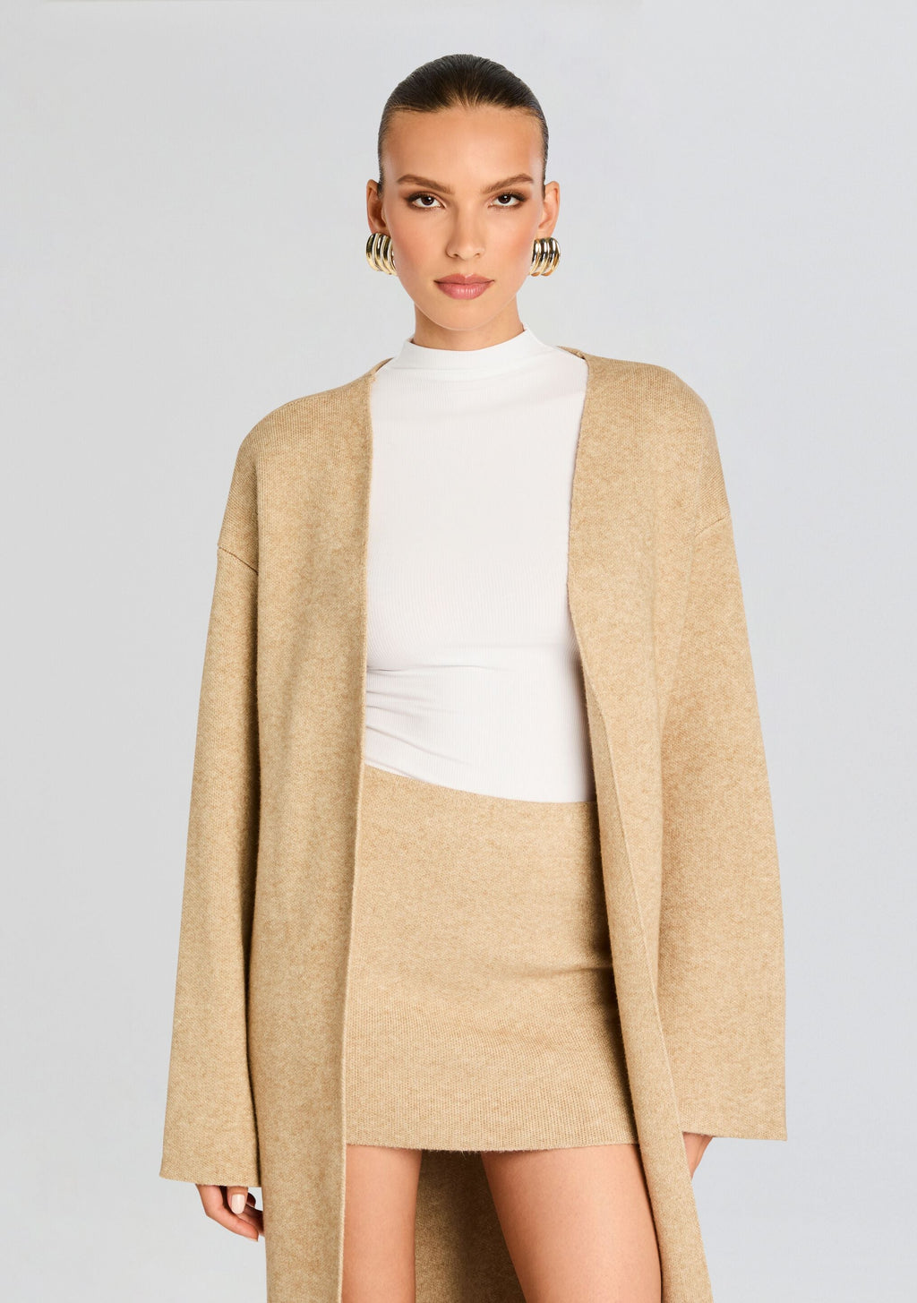 Megumi Knit Robe by SEROYA in Tan, product image 5