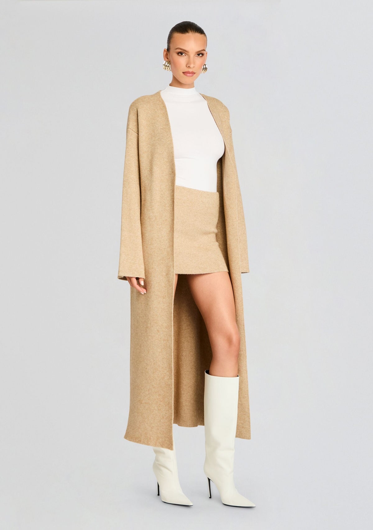 Megumi Knit Robe by SEROYA in Tan, product image 3